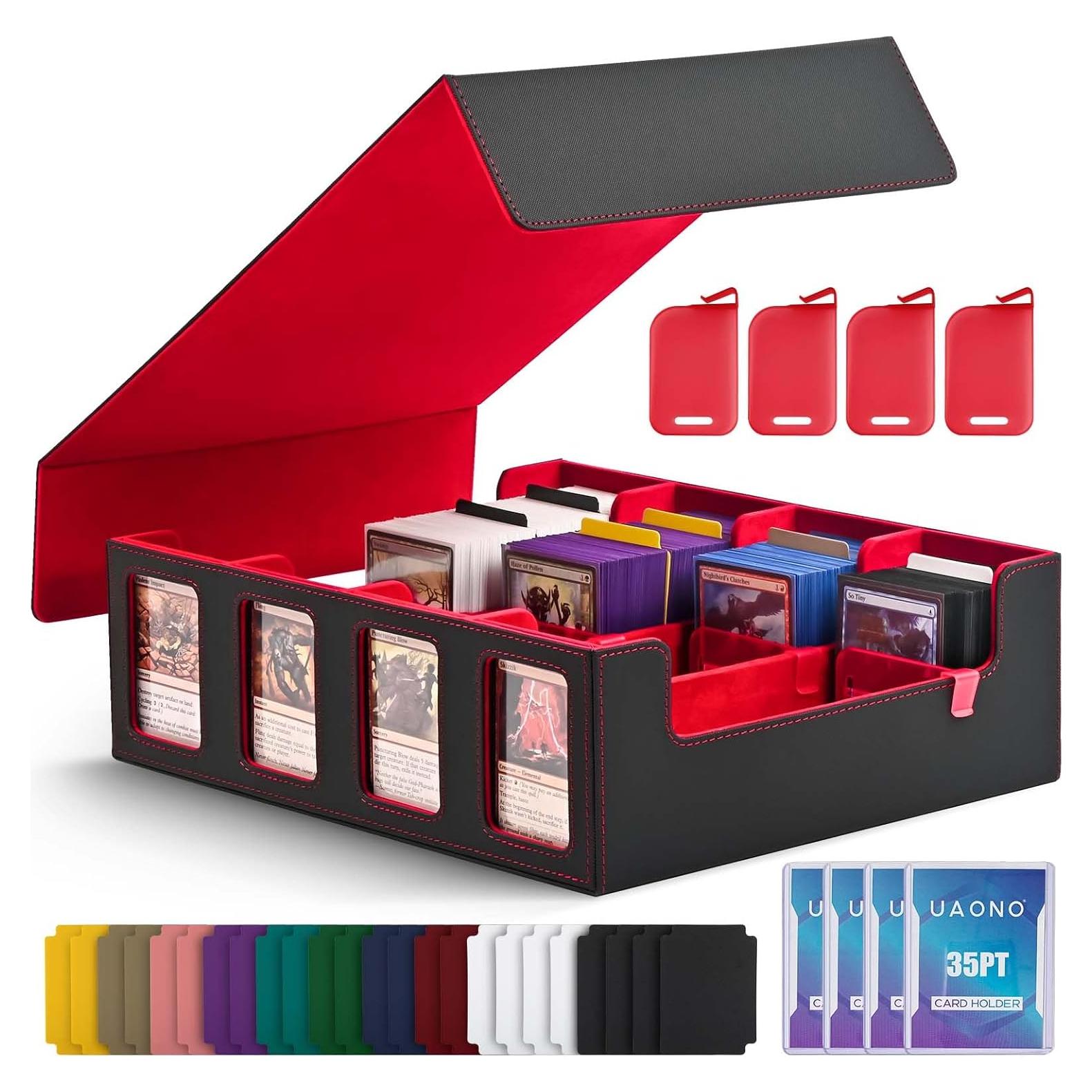 Caja de Almacenamiento de Cartas UAONO 2400+ Divisores Negro/Rojo