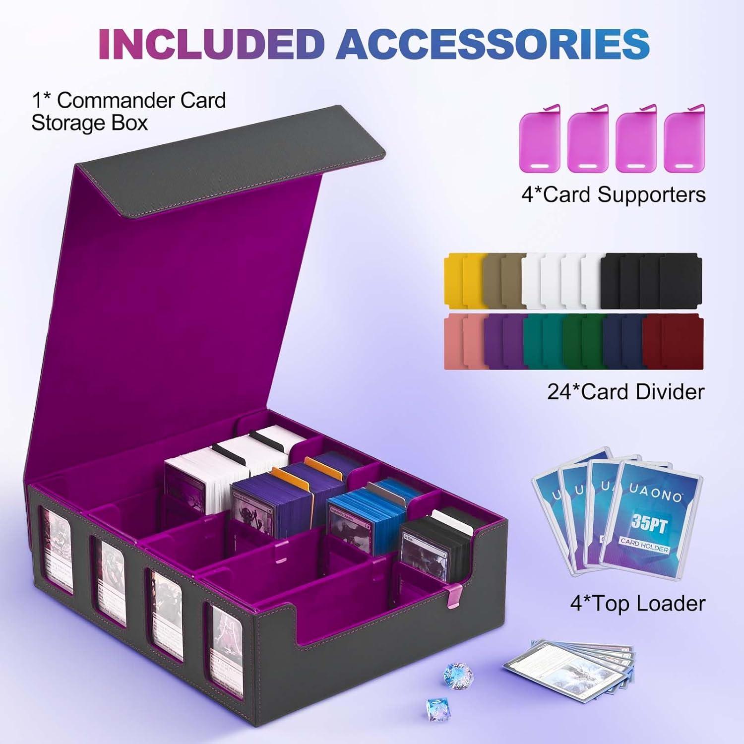 Caja de Almacenamiento de Cartas UAONO 2400+ Divisores Negro/Púrpura