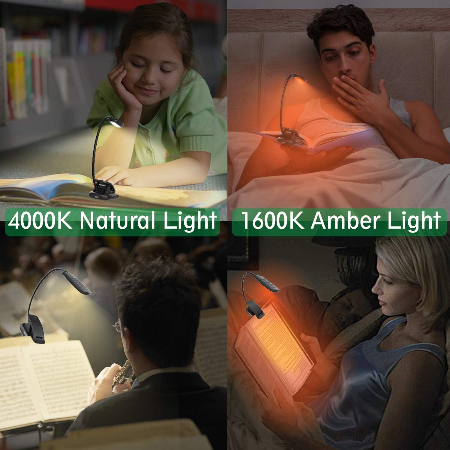 Luz de Lectura LED BIGMONAT Recargable Ámbar y Blanca