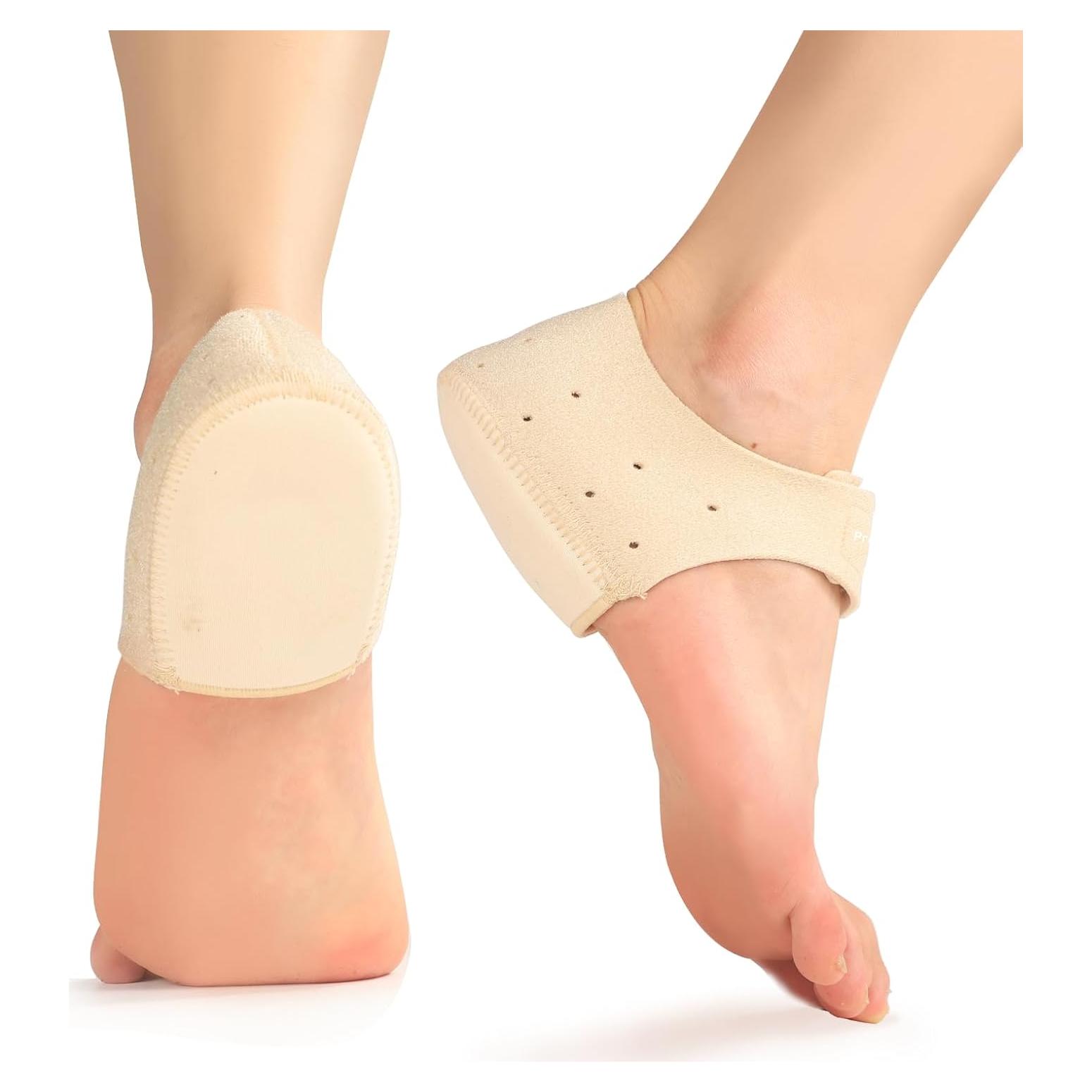 Protectores de talón Promifun para fascitis plantar - Gel, Beige, S