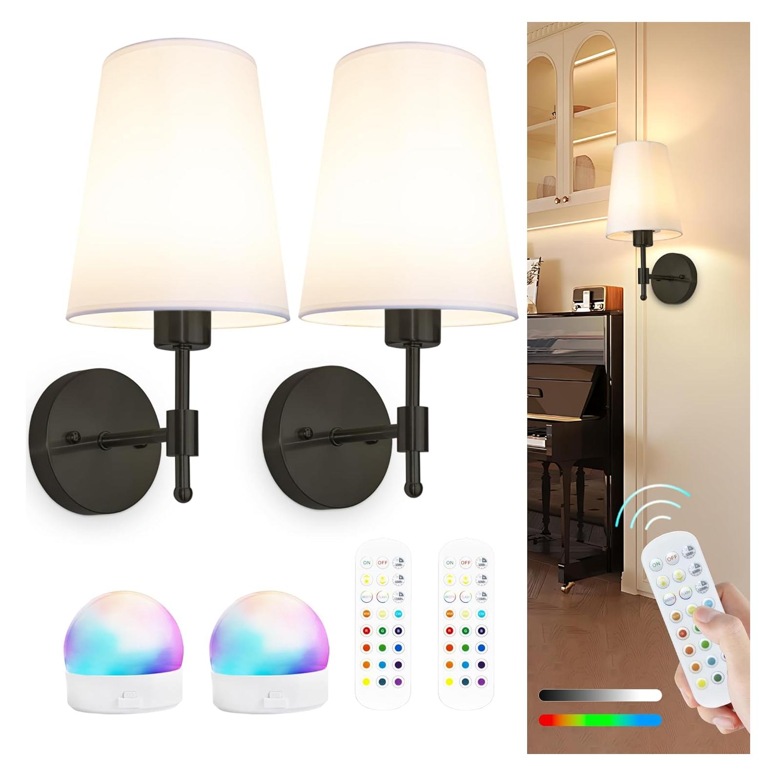 Juego de 2 apliques de pared recargables Laiebri B11 RGB