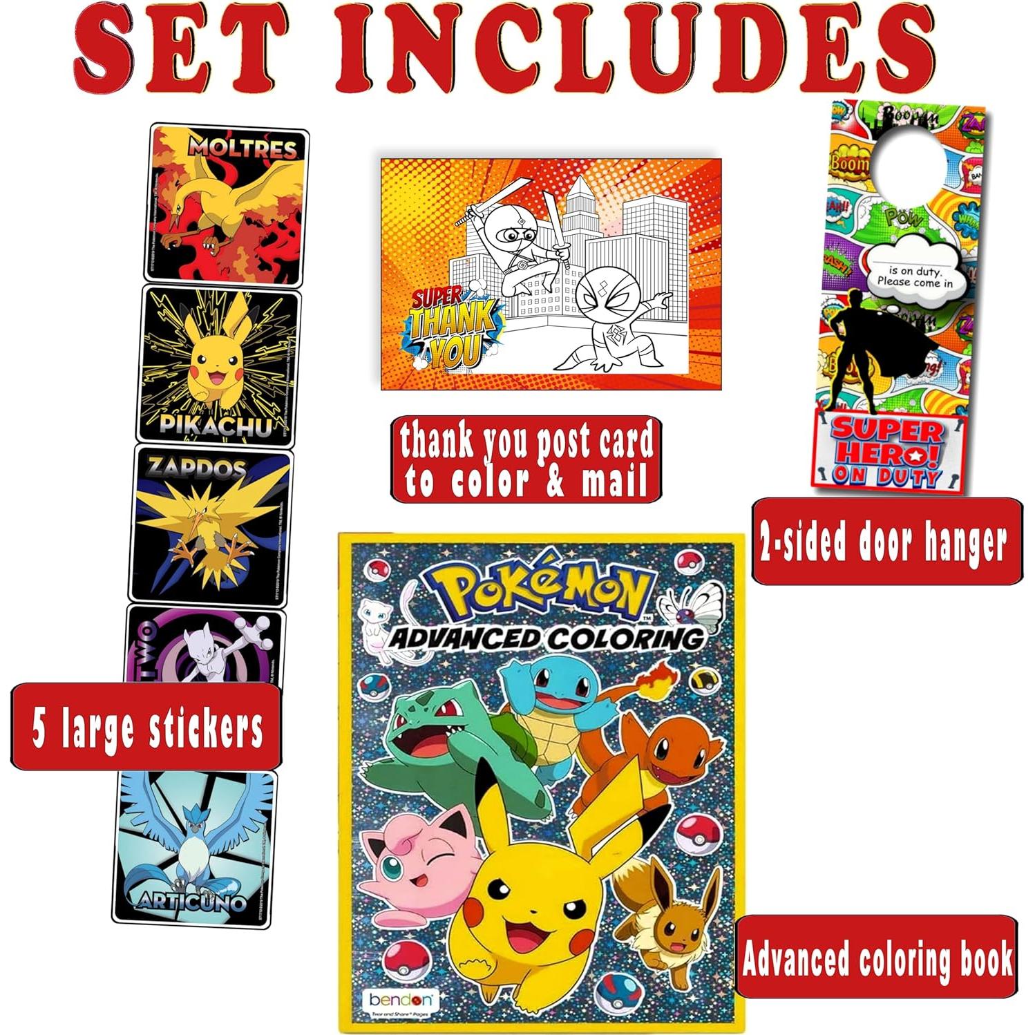 Conjunto de Colorear Pokemon Avanzado - Libro y Stickers