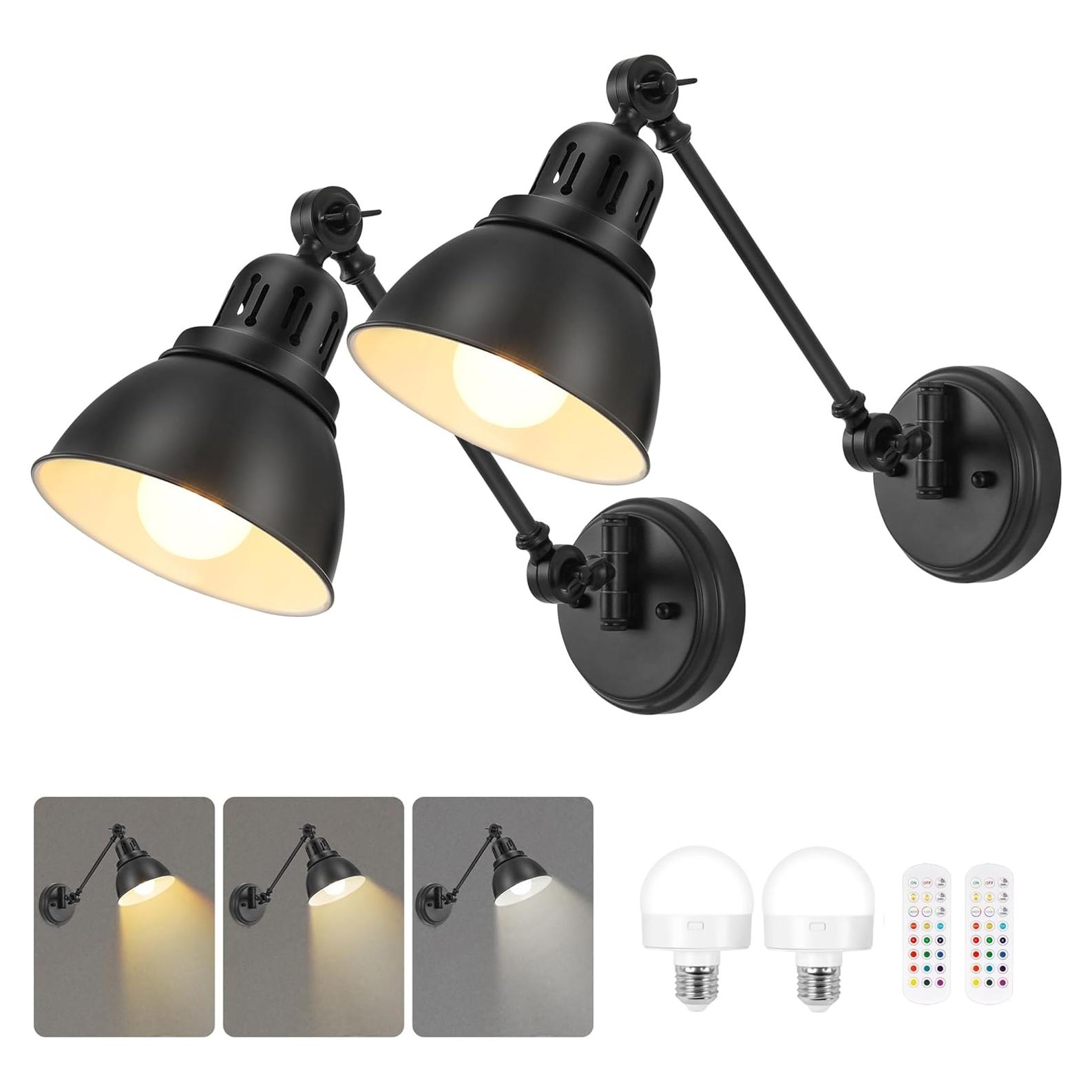 Juego de Apliques de Pared Inalámbricos GOODATE Negro