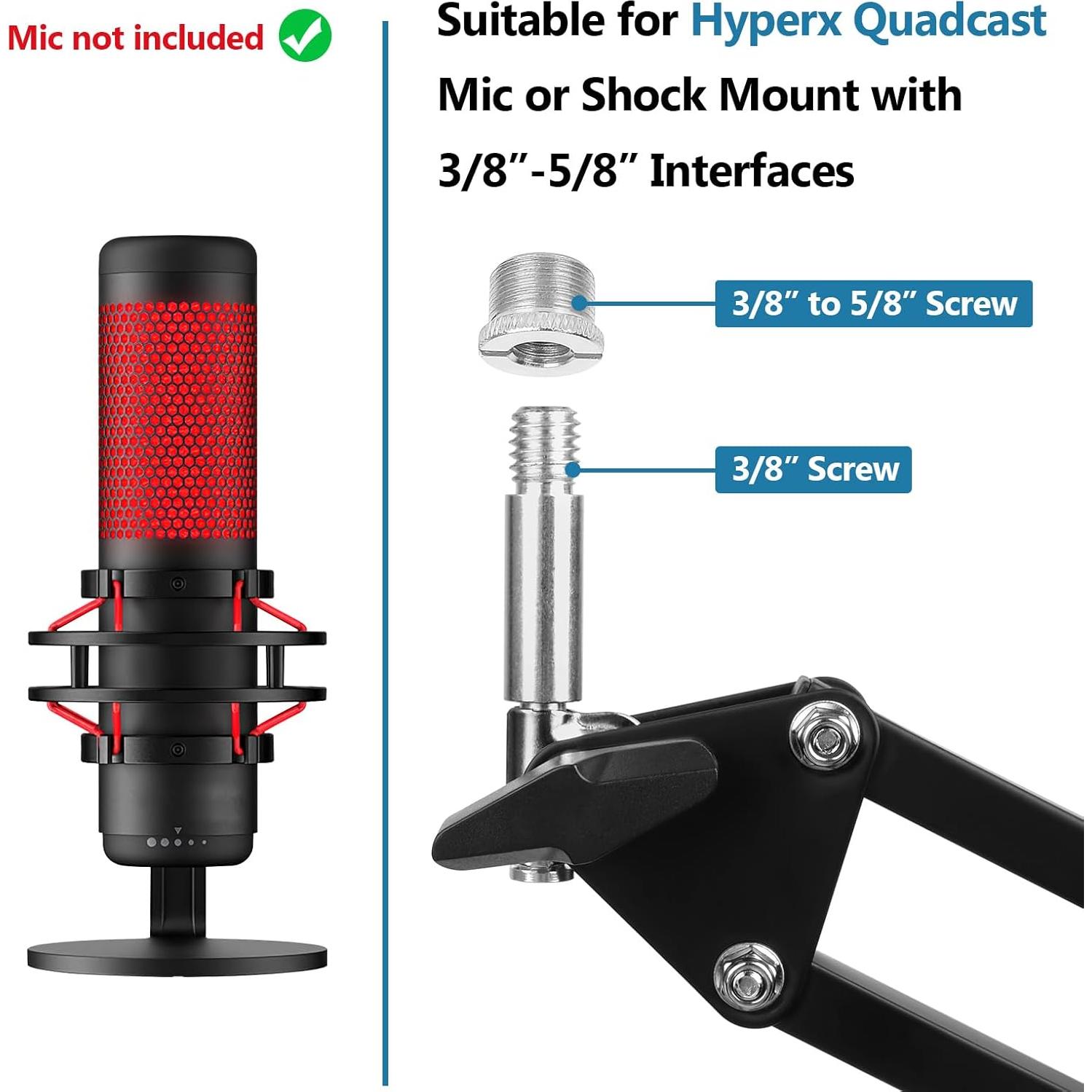 Brazo de Micrófono Ajustable ChromLives para Hyperx Quadcast