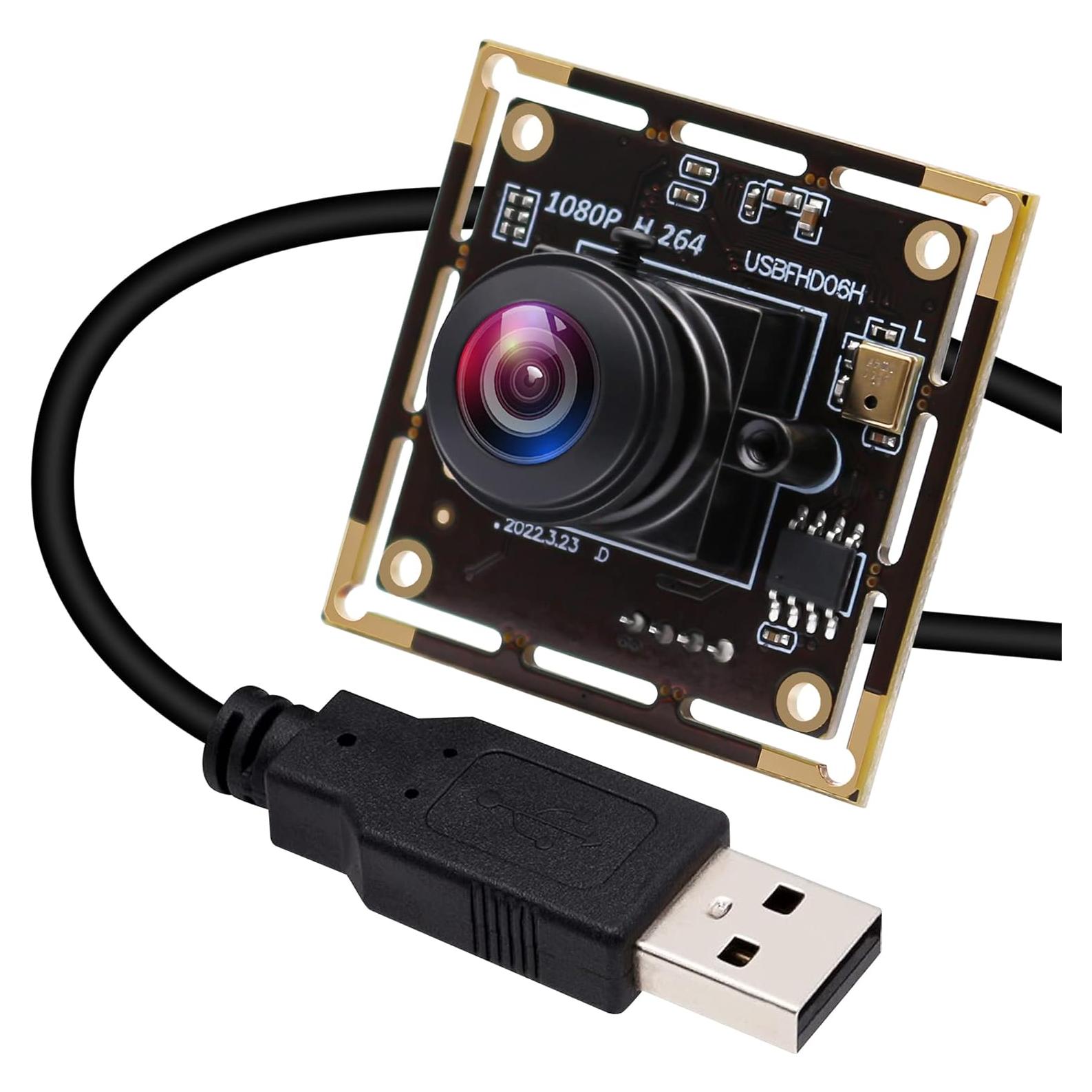 Cámara USB ELP IMX323 1080P Mini con Micrófono y Lente Ojo de Pez