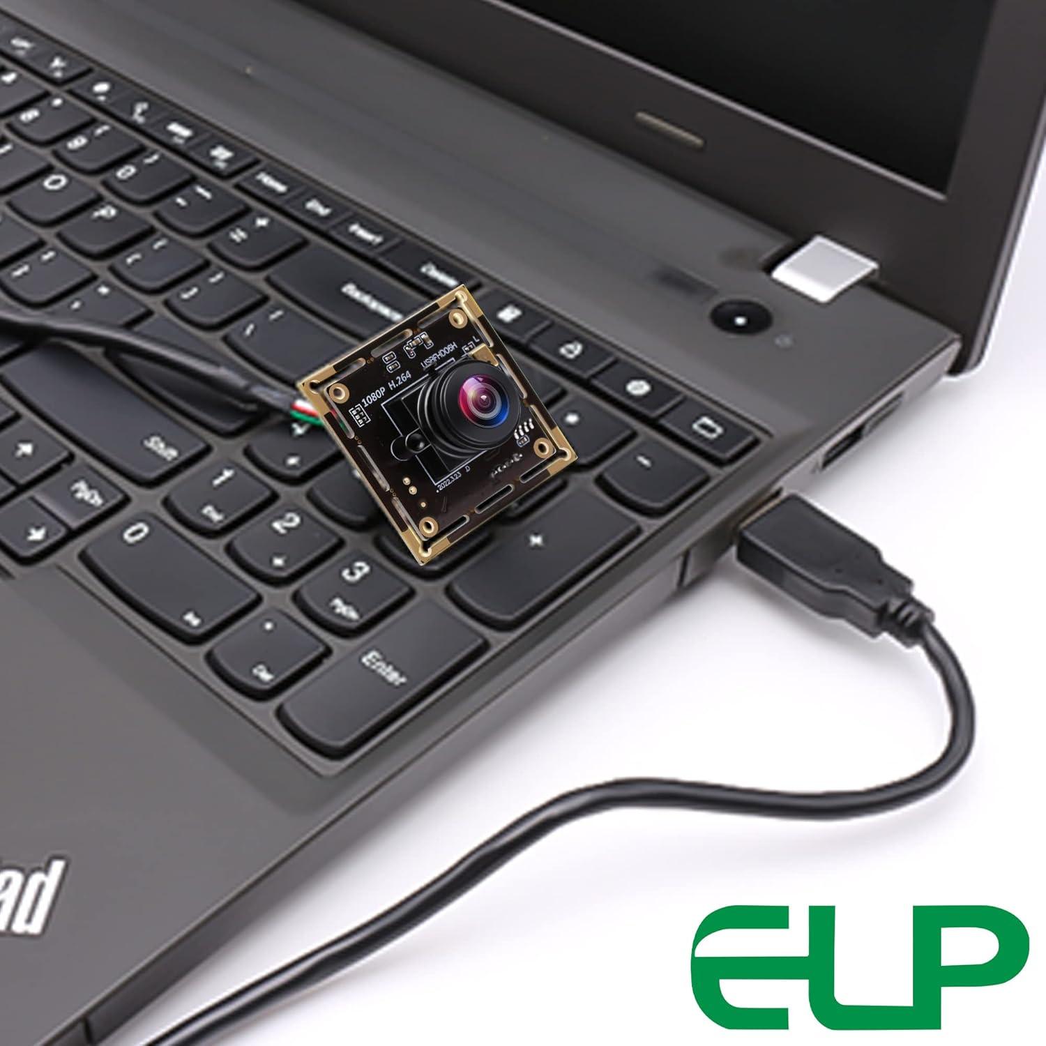 Cámara USB ELP IMX323 1080P Mini con Micrófono y Lente Ojo de Pez