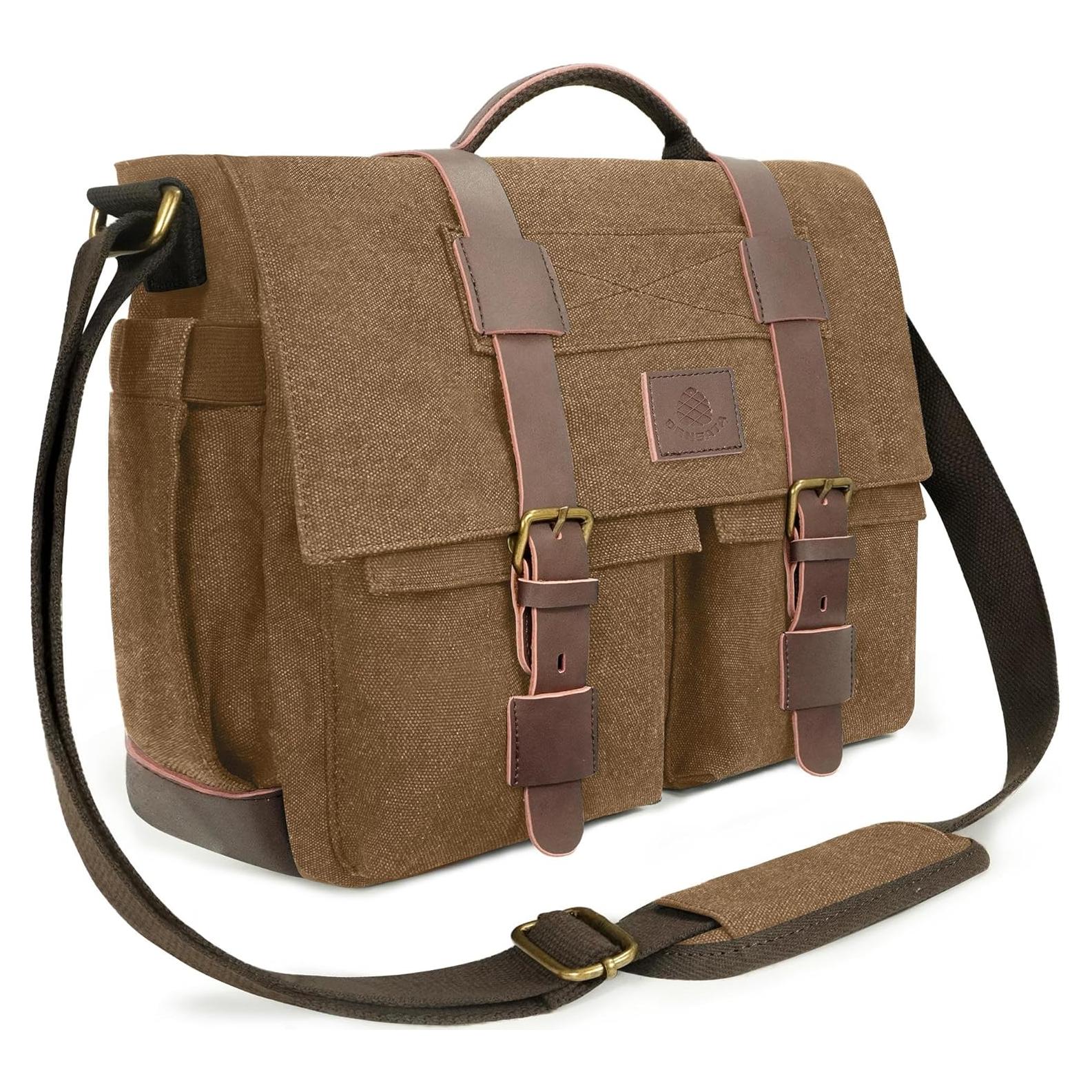 Bolsa Mensajera Densata para Laptop 13-14" Marrón Resistente