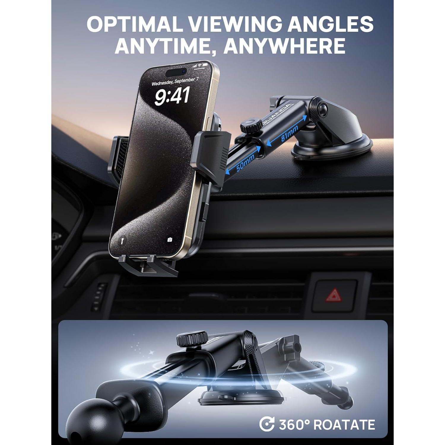 Soporte de Teléfono Ajustable GUANDA para Coche Negro