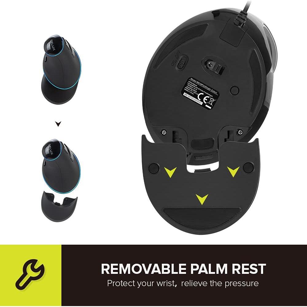 Mouse Ergonómico DeLUX M618PU Vertical 7200DPI con Luz LED