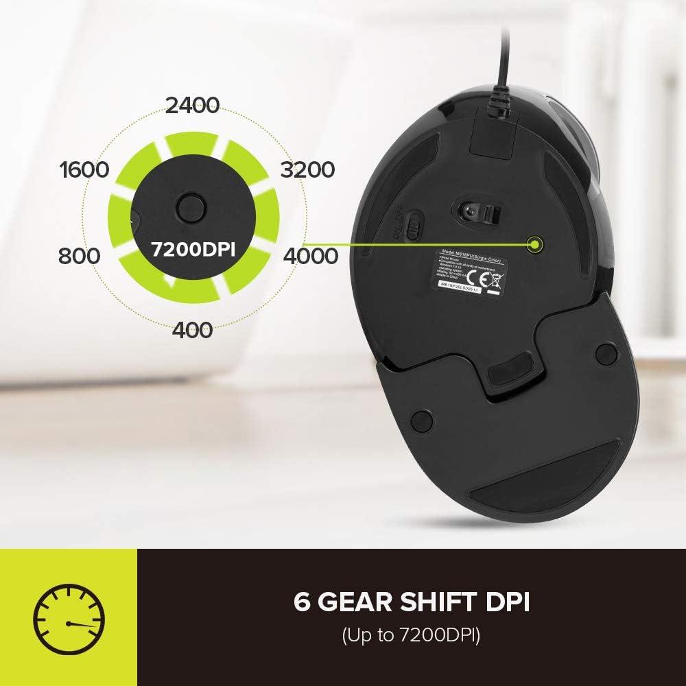 Mouse Ergonómico DeLUX M618PU Vertical 7200DPI con Luz LED