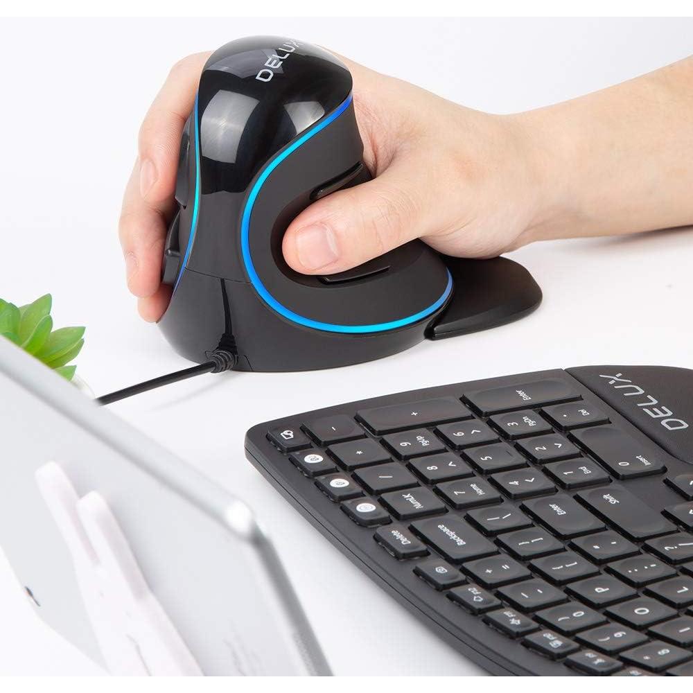 Mouse Ergonómico DeLUX M618PU Vertical 7200DPI con Luz LED
