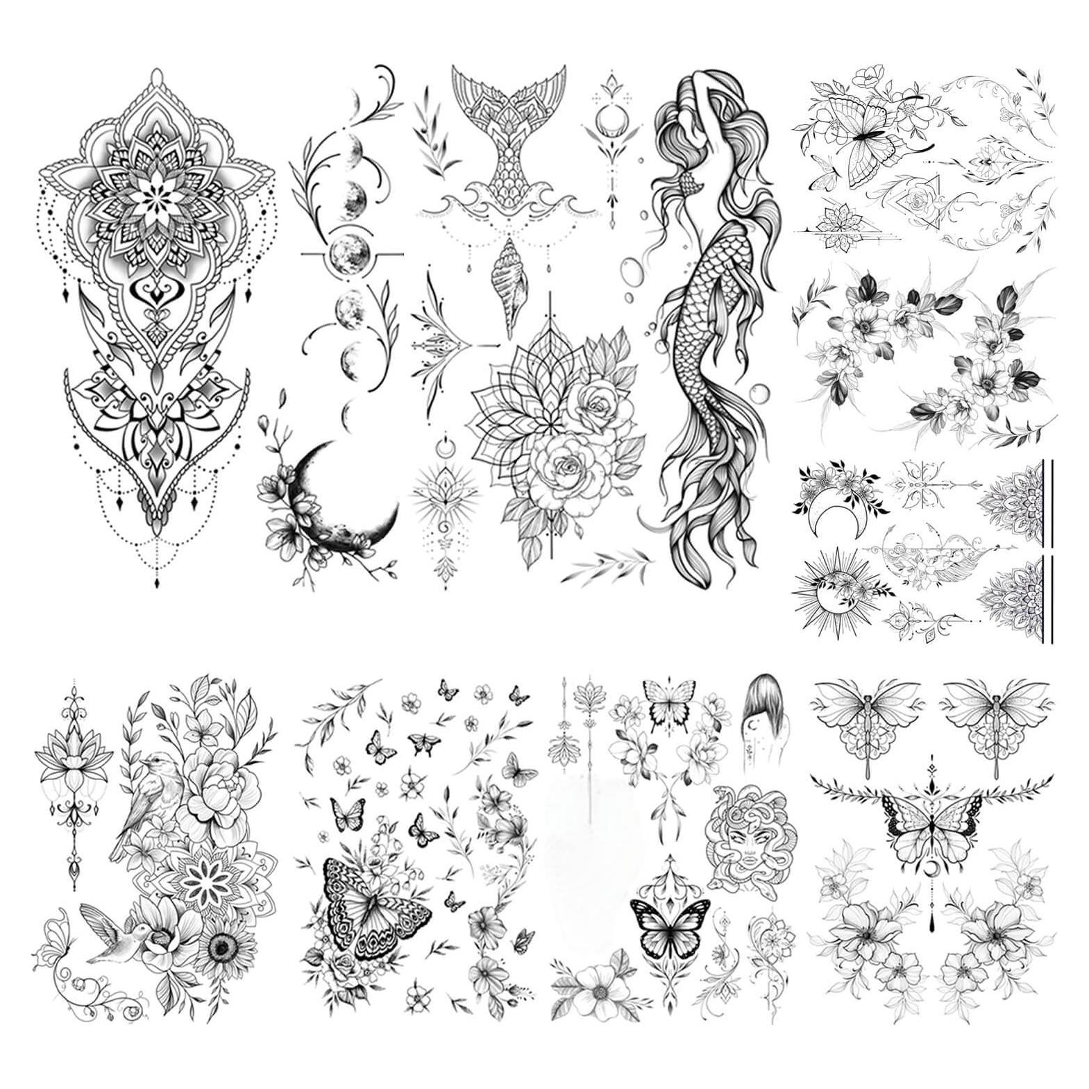 Tatuajes Temporales Glaryyears - 9 Diseños Realistas para Mujeres