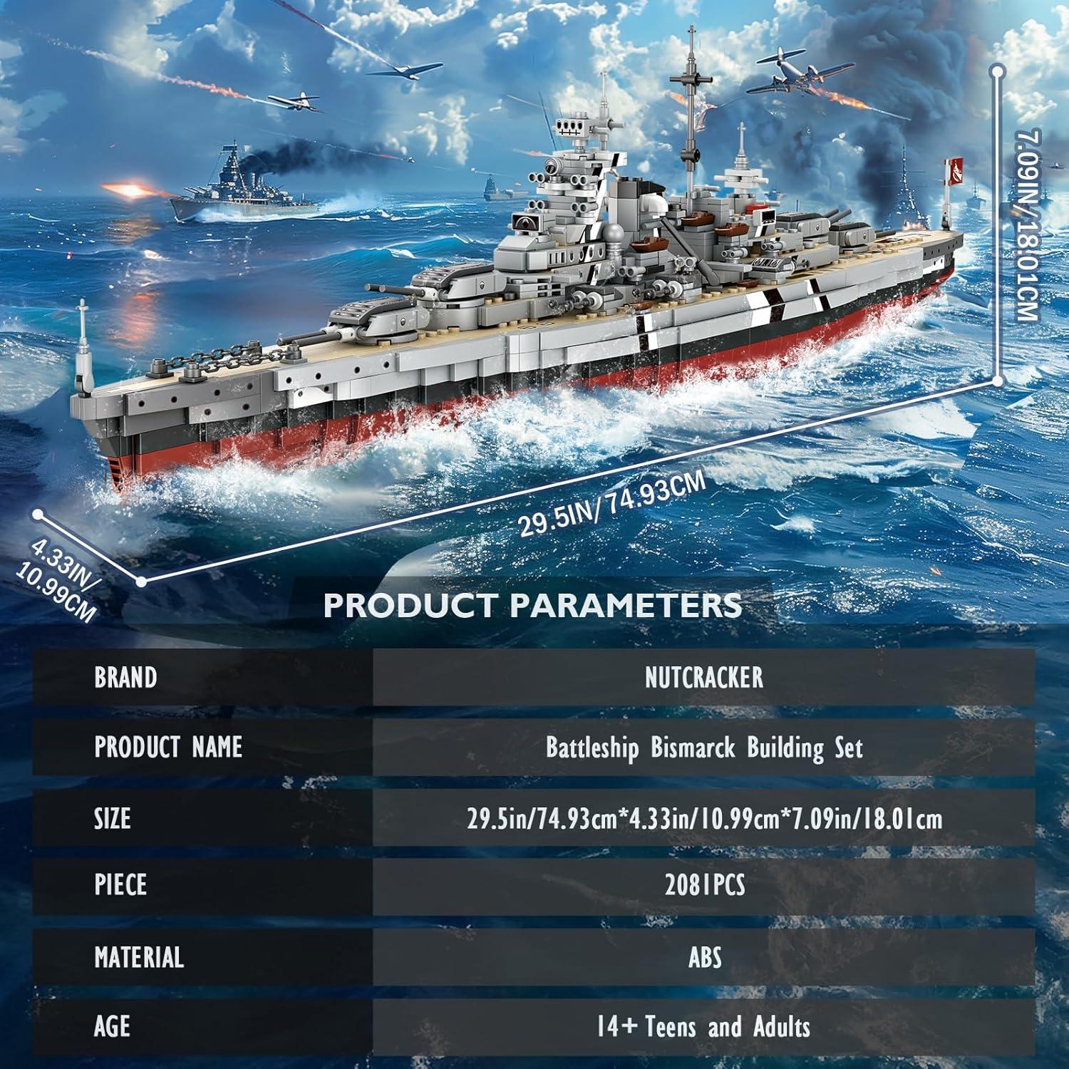 Conjunto de Bloques de Construcción Acorazado Bismarck 2081 Piezas