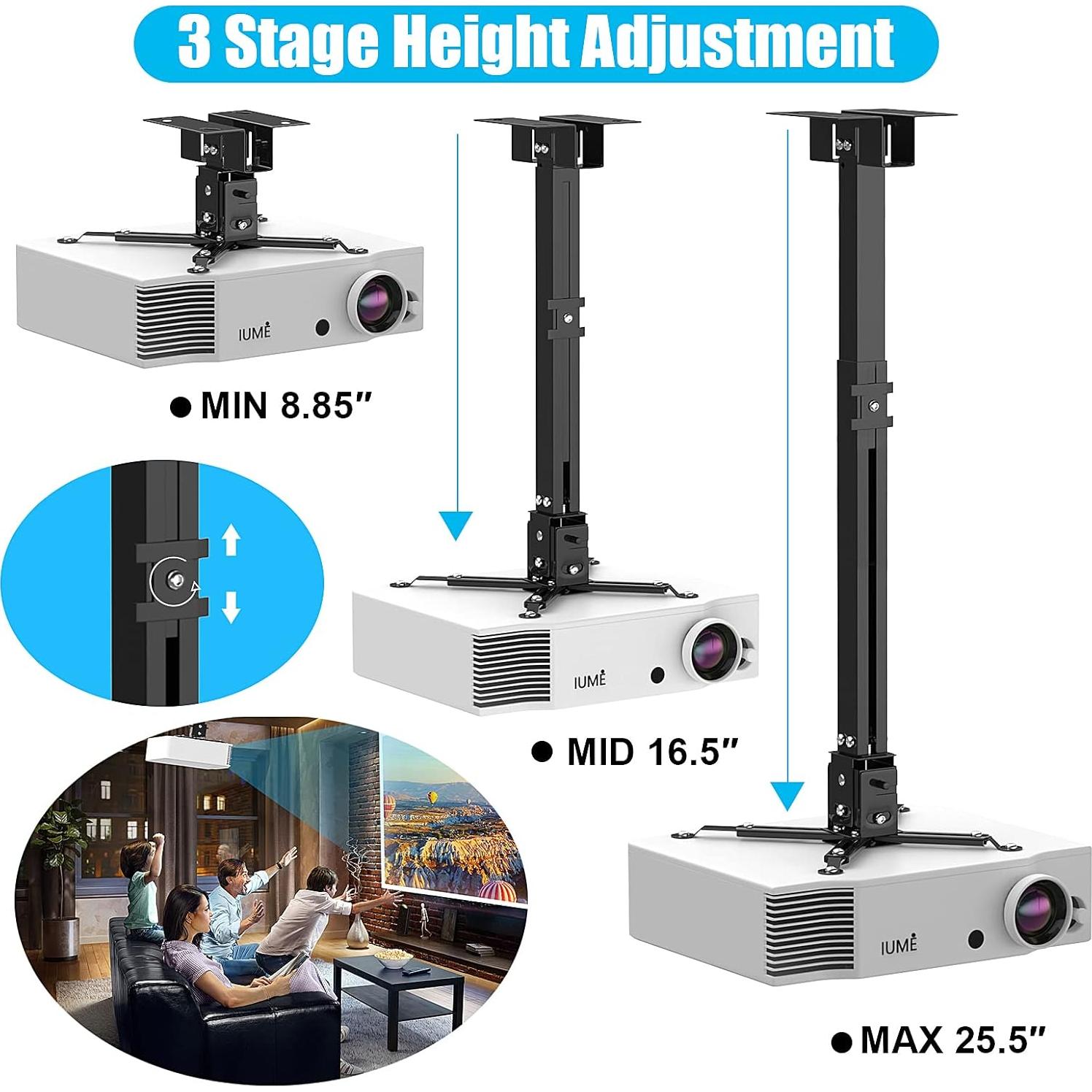 Soporte de Techo para Proyector IUMÉ Ajustable 42.9-65 cm Negro