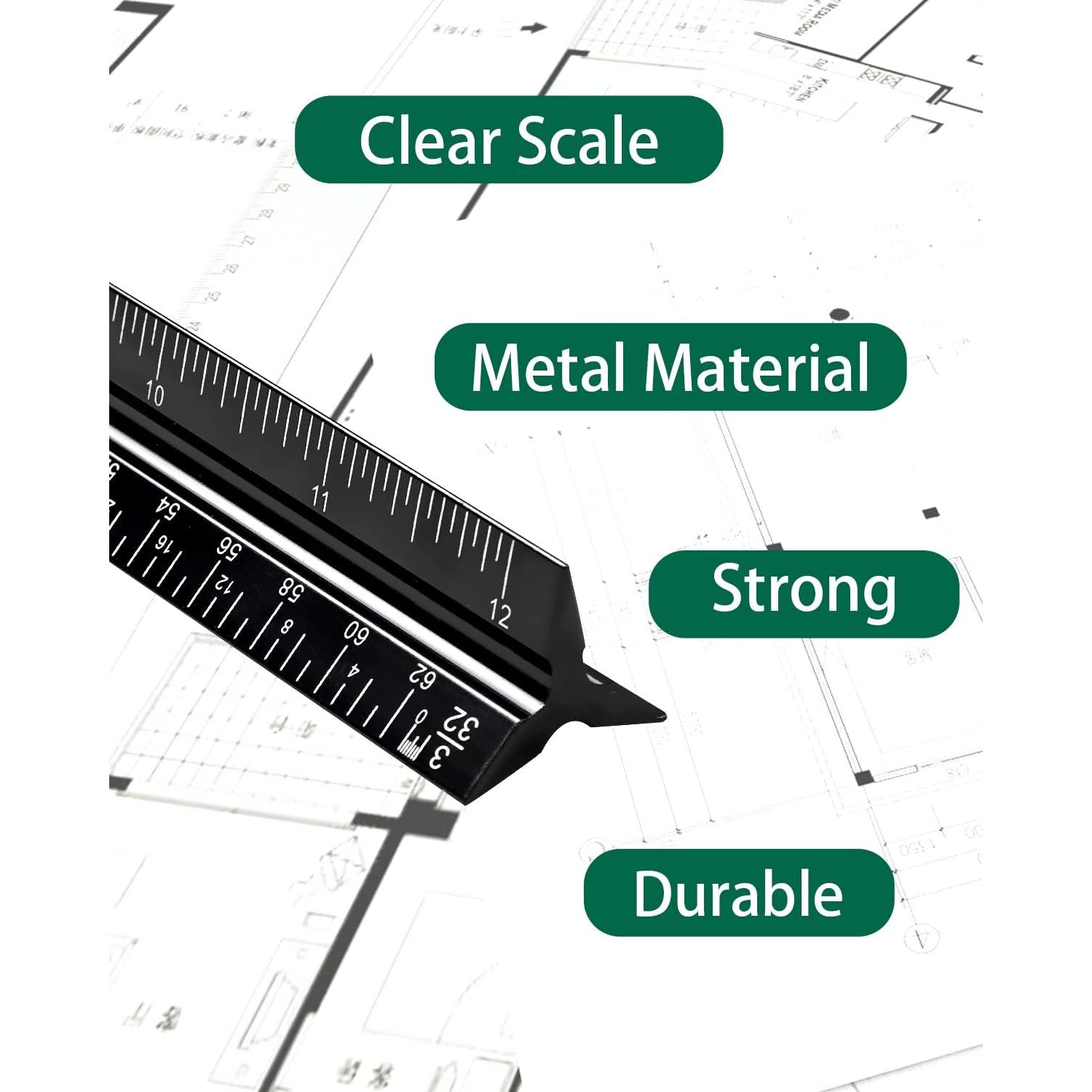 Regla de Escala Triangular Gwybkq 3 Paquetes Aluminio 30.48 cm