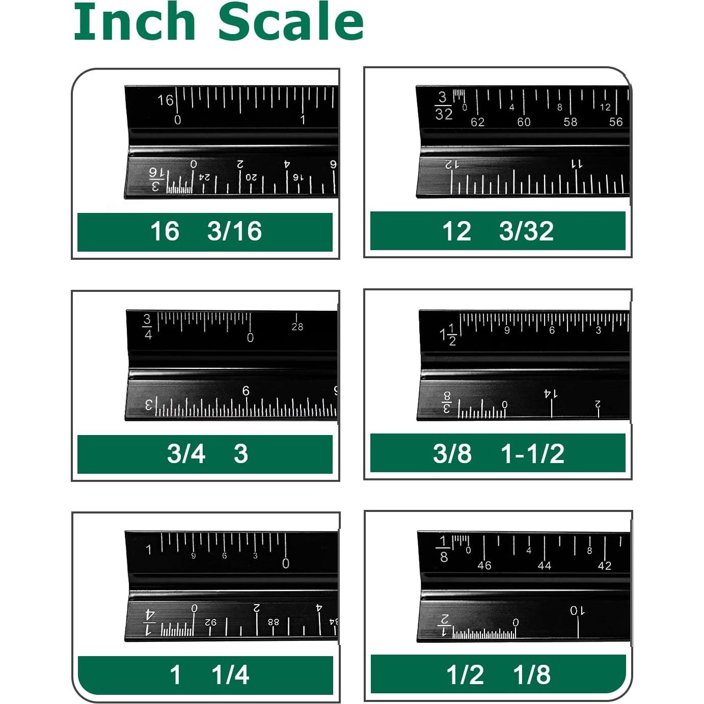 Regla de Escala Triangular Gwybkq 3 Paquetes Aluminio 30.48 cm