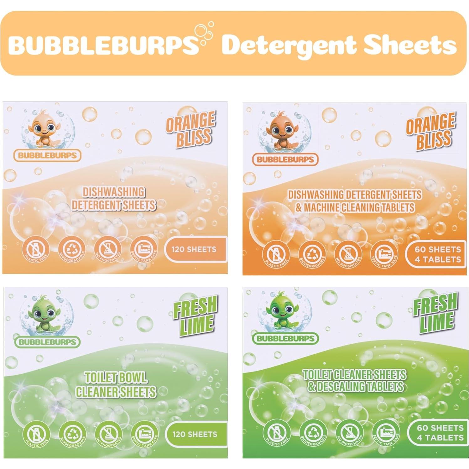 Hojas de detergente para lavavajillas Bubbleburps 64 unidades