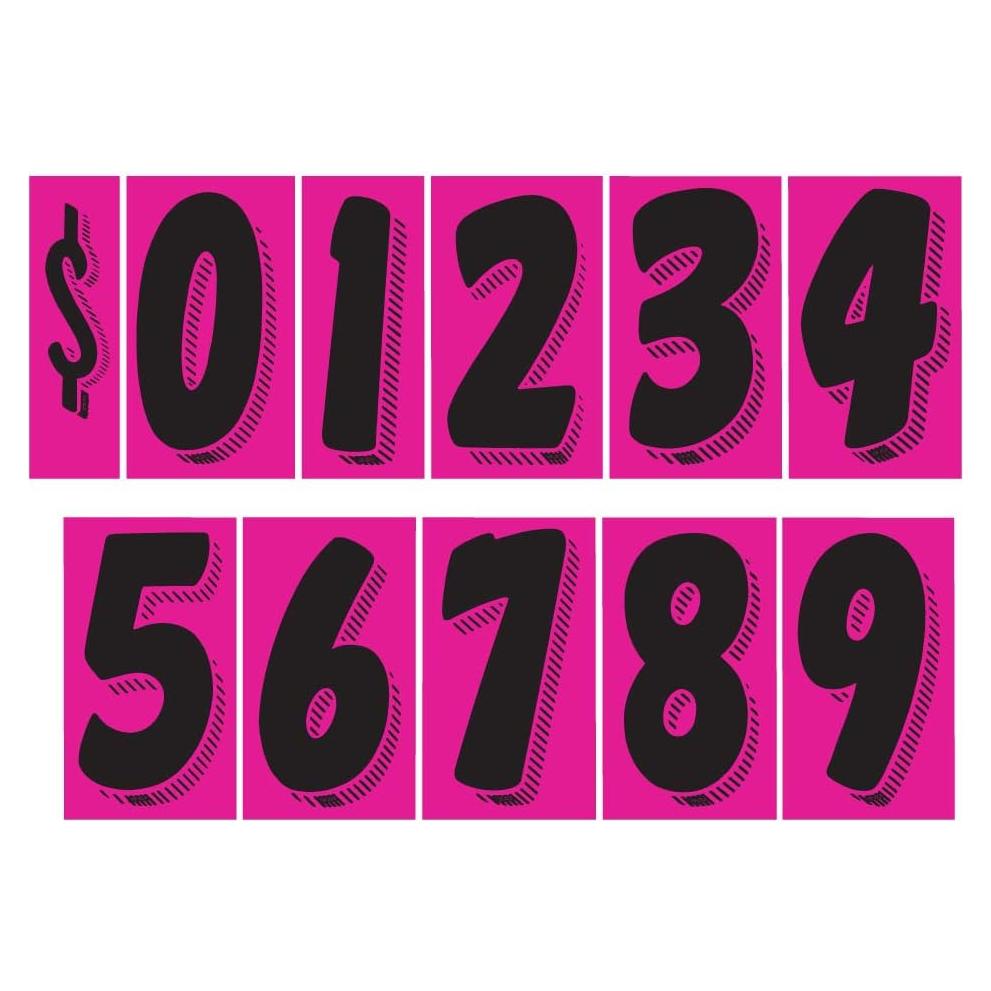 Calcomanías de Vinilo EZ Line para Autos - 132 Números Negros/Rosa