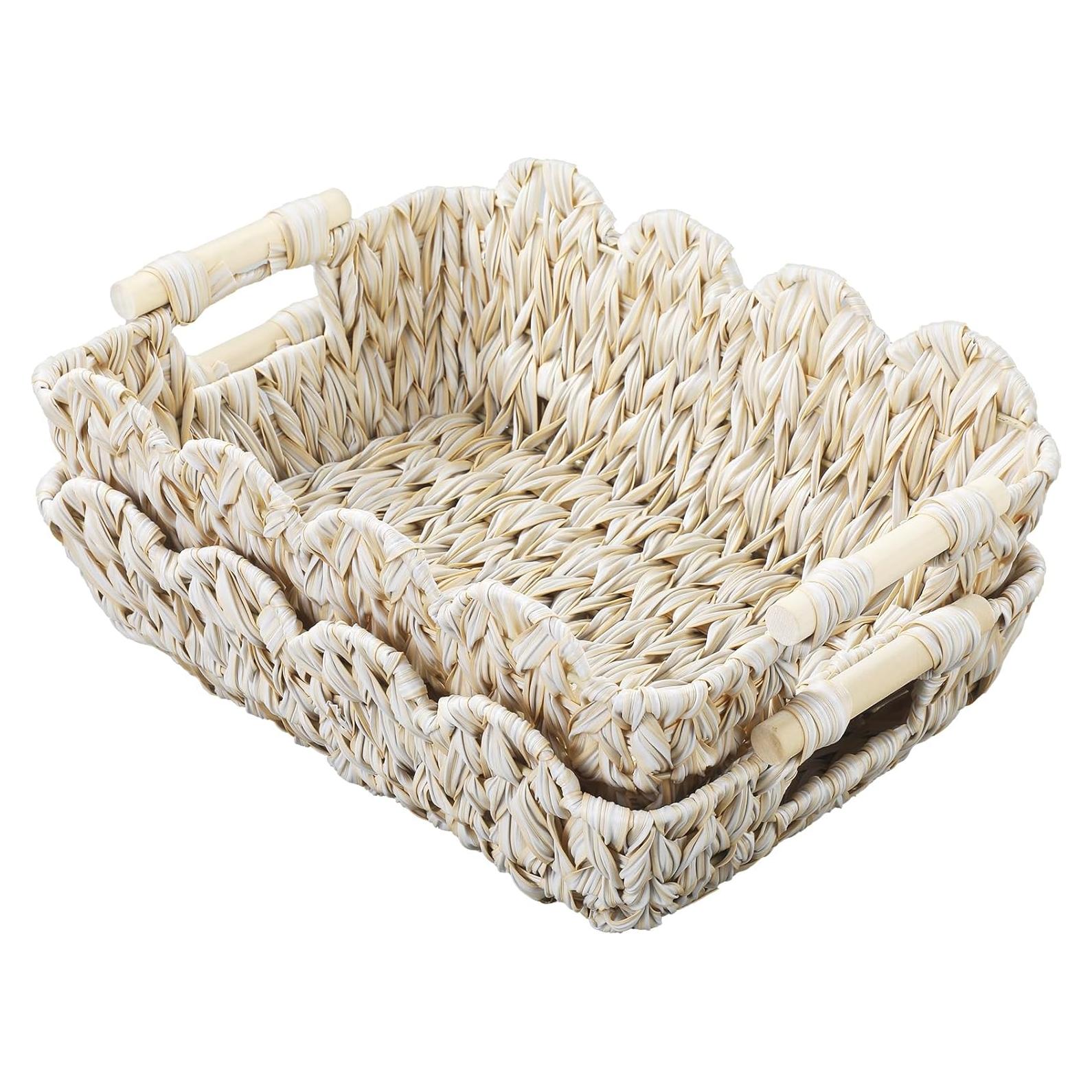 Cestas de Mimbre Tejidas a Mano Coeusy - 2 Piezas 39x28 cm