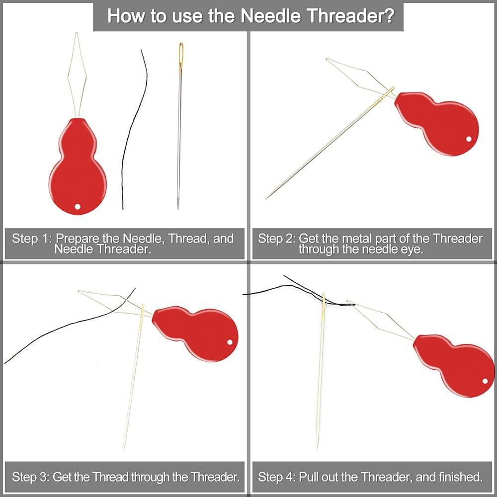 Agujas de Coser a Mano JollMono Ojo Grande 25 Pcs con Enhebradores