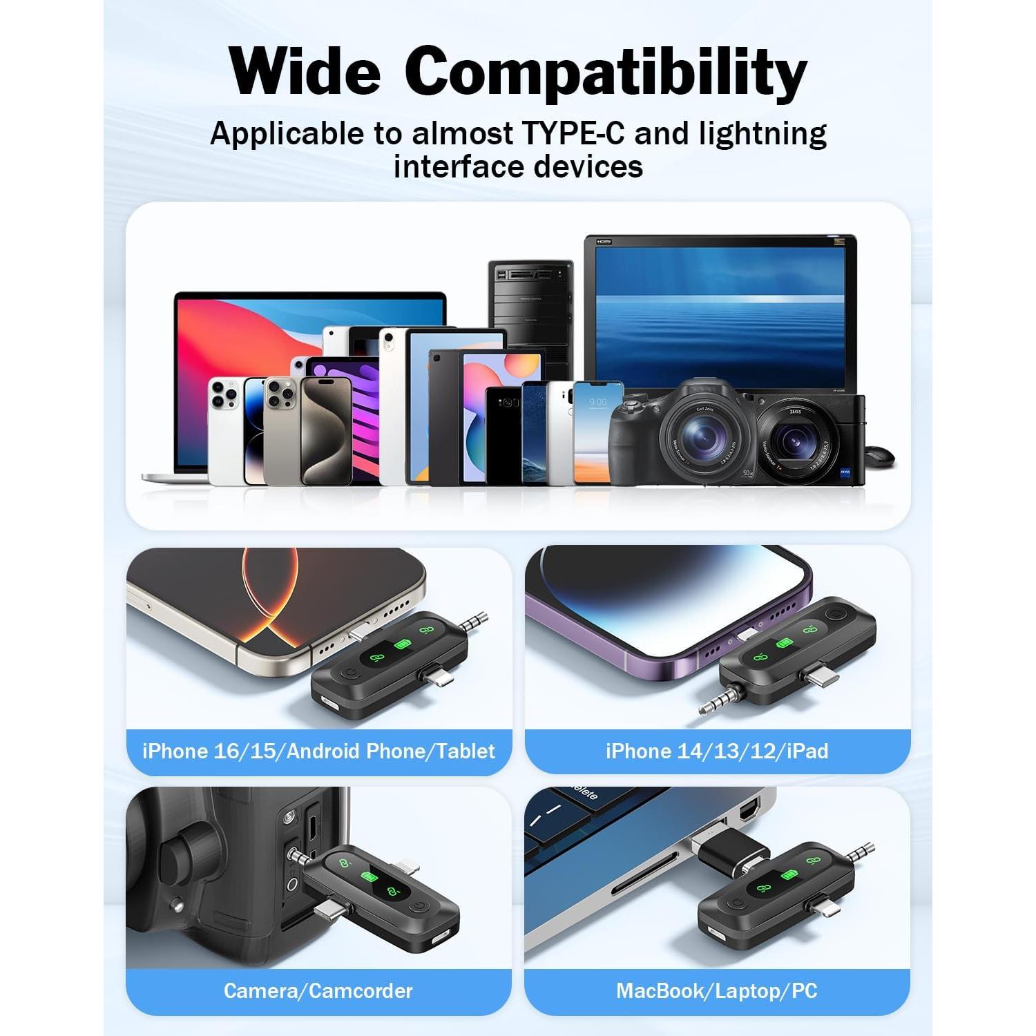 Micrófono Lavalier Inalámbrico PoP Voz 3en1 con Reducción de Ruido