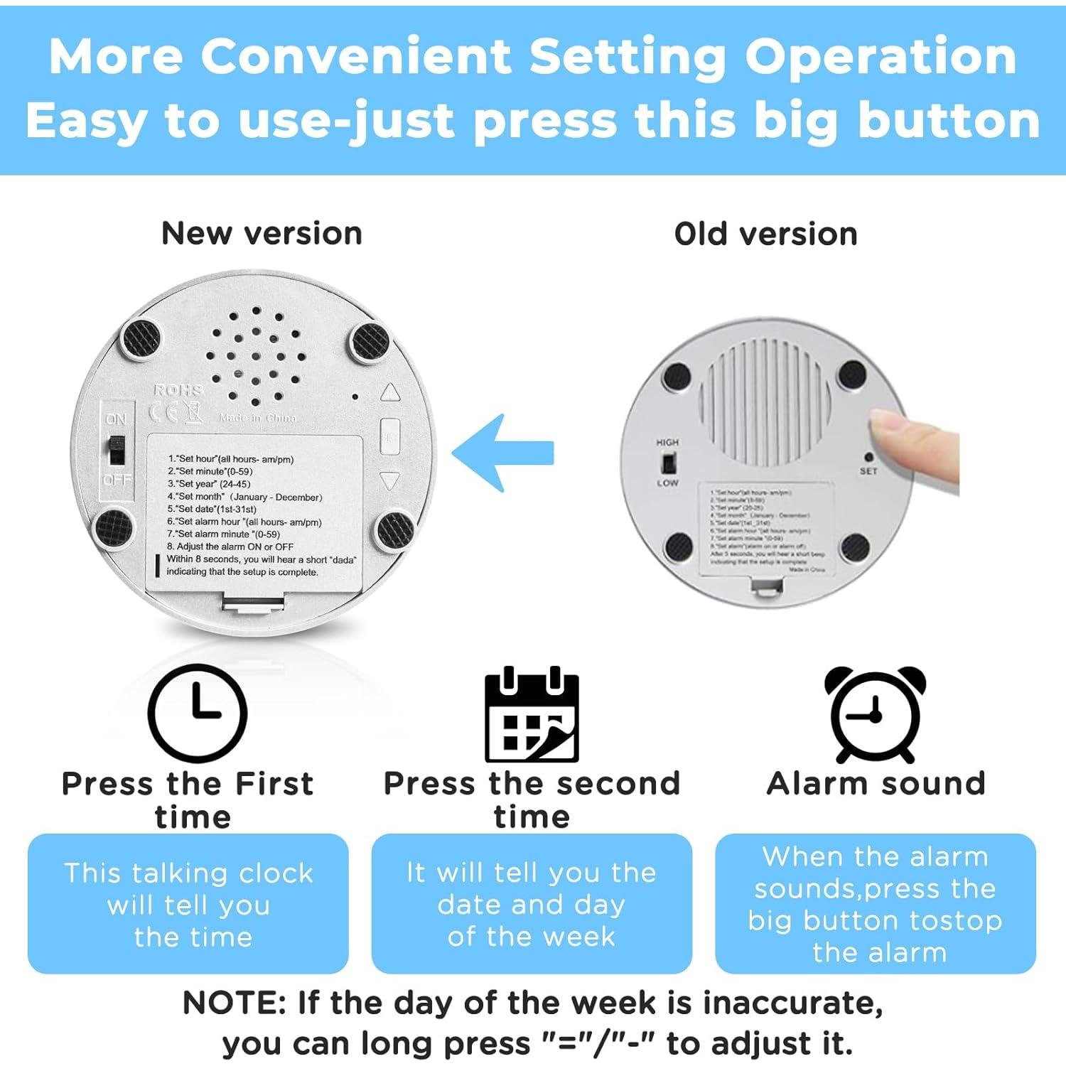 Reloj Despertador Hablante Awaiymi Azul Cielo para Ciegos