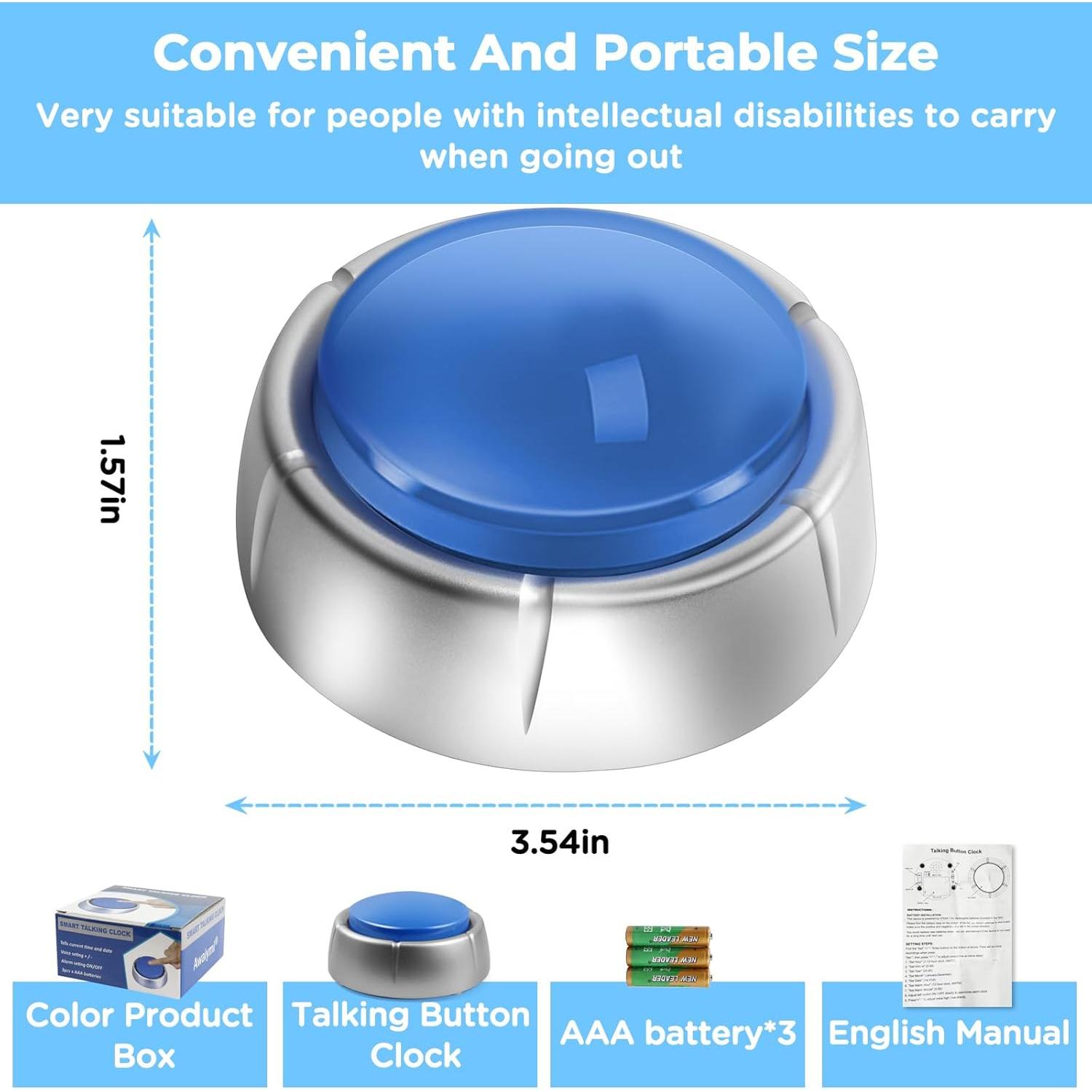 Reloj Despertador Hablante Awaiymi Azul Cielo para Ciegos