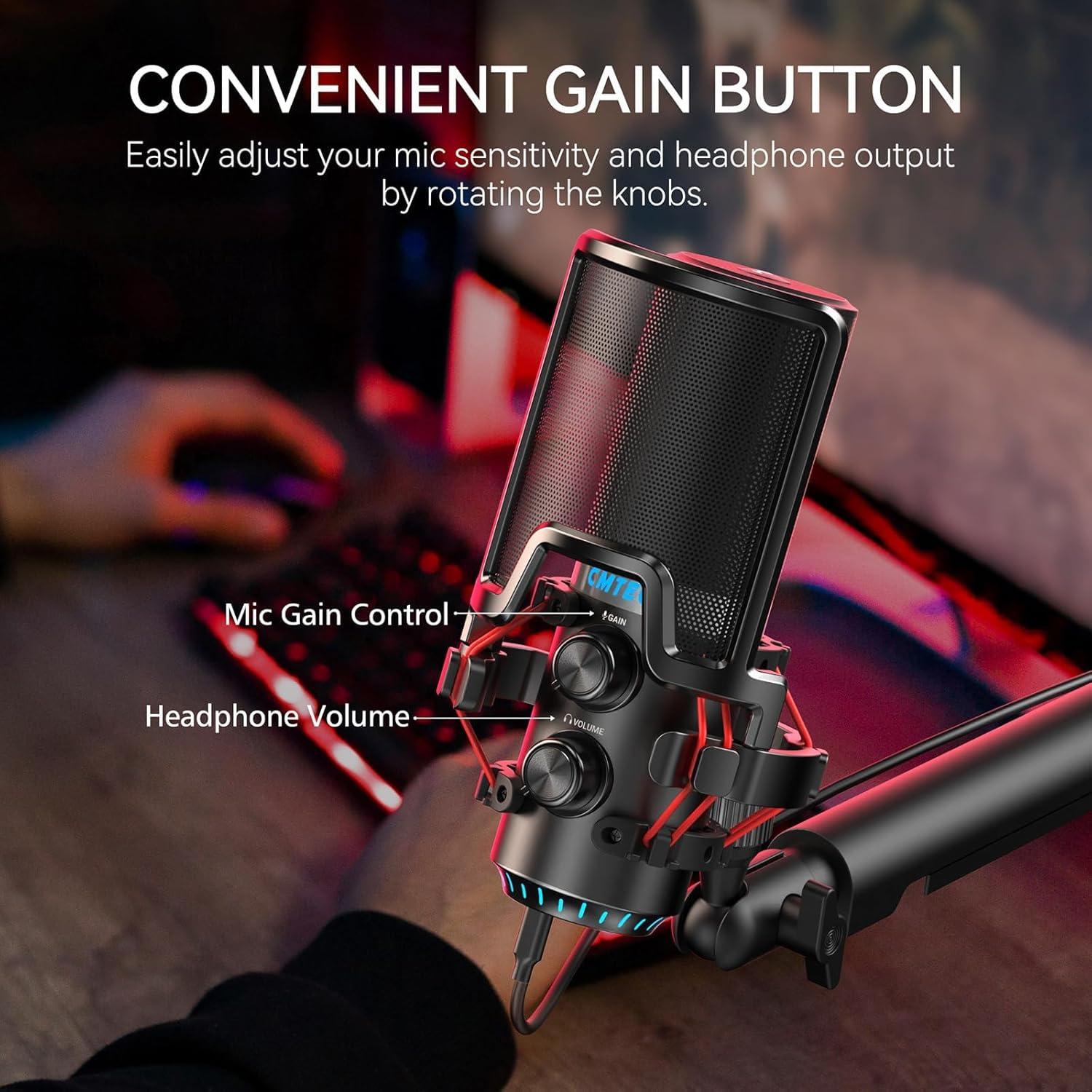 Micrófono USB CMTECK XM630 para PC, Condensador, 0.68 kg