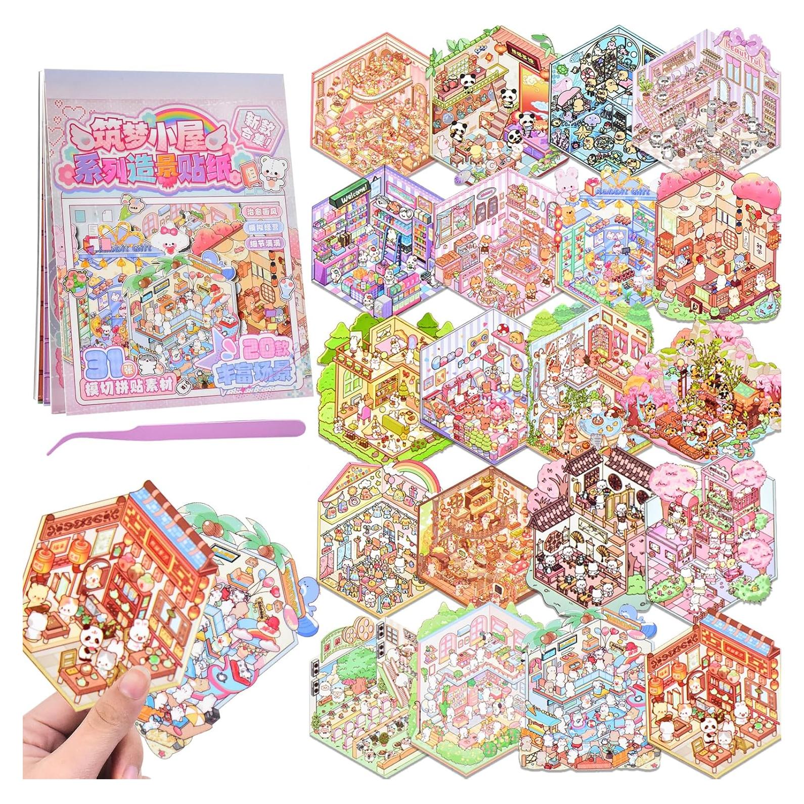 Libro de Stickers 3D DIY Casa Animal - BROVITI 20 Diseños