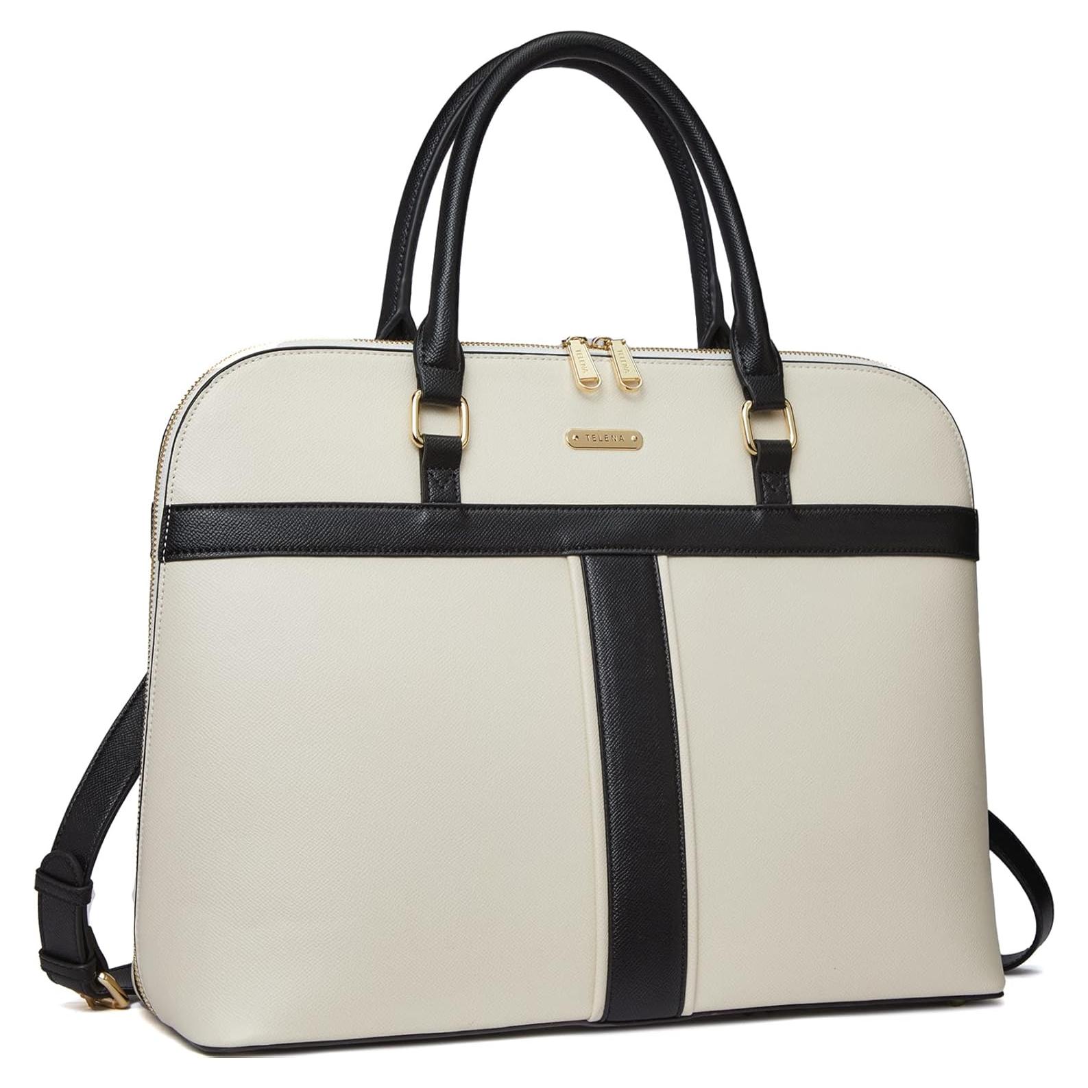 Bolso Tote para Laptop Telena de Cuero Vegano 15.6" Beige