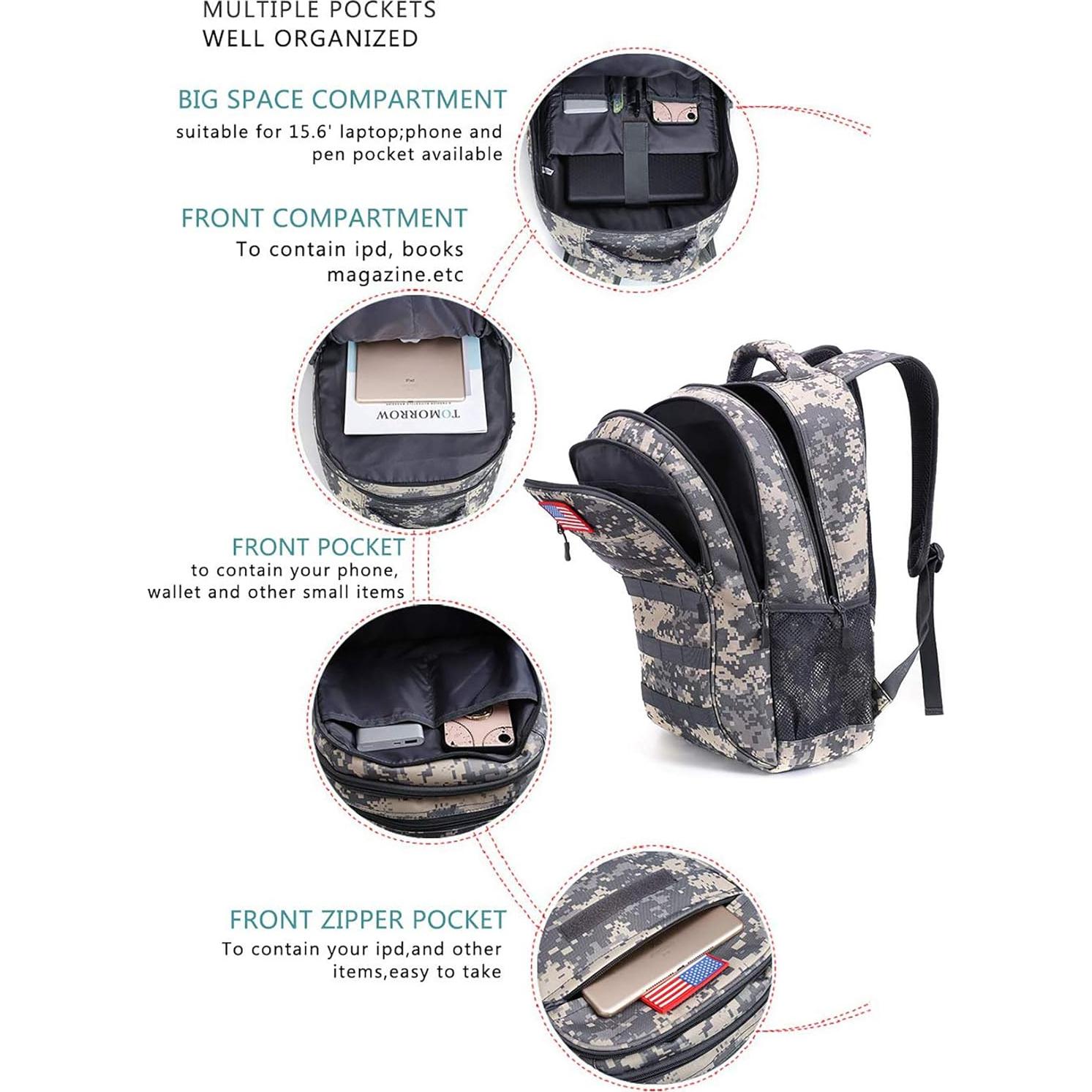 Mochila Camo 4land 40L para Niños con Puerto USB