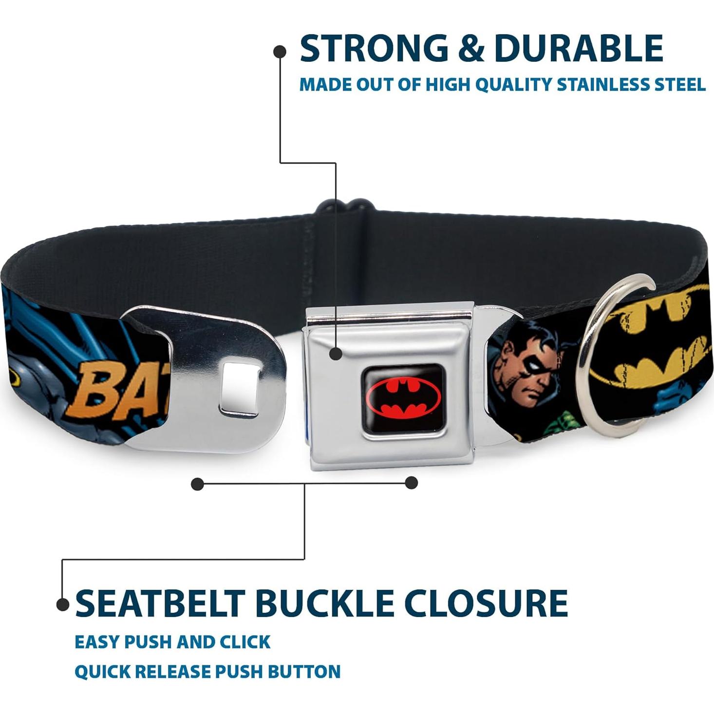 Collar para Perro Buckle-Down Batman 2,54 cm Ajustable Mediano
