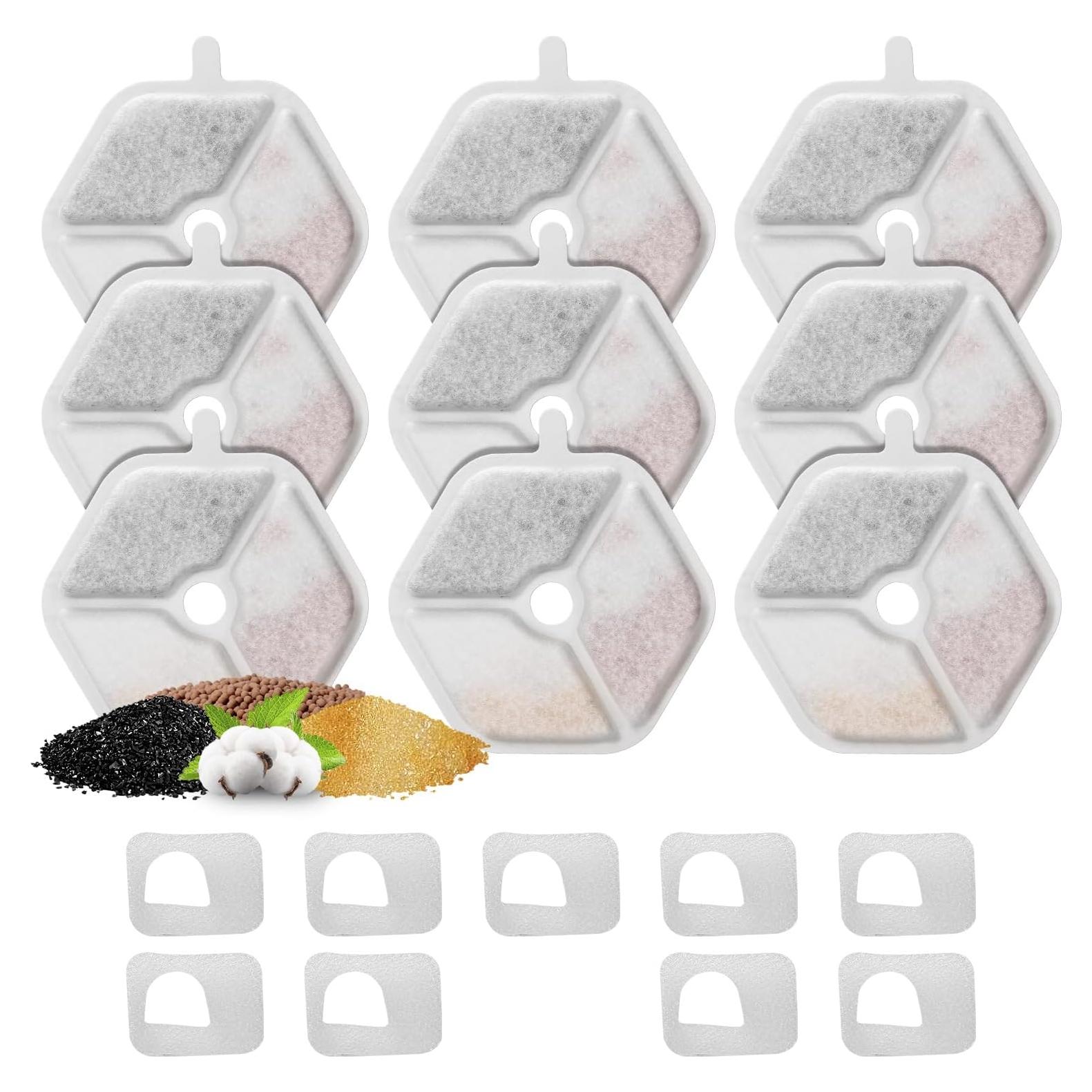 9 Filtros y Esponjas ZEKIRY para Fuente de Agua Gatos 4.5L