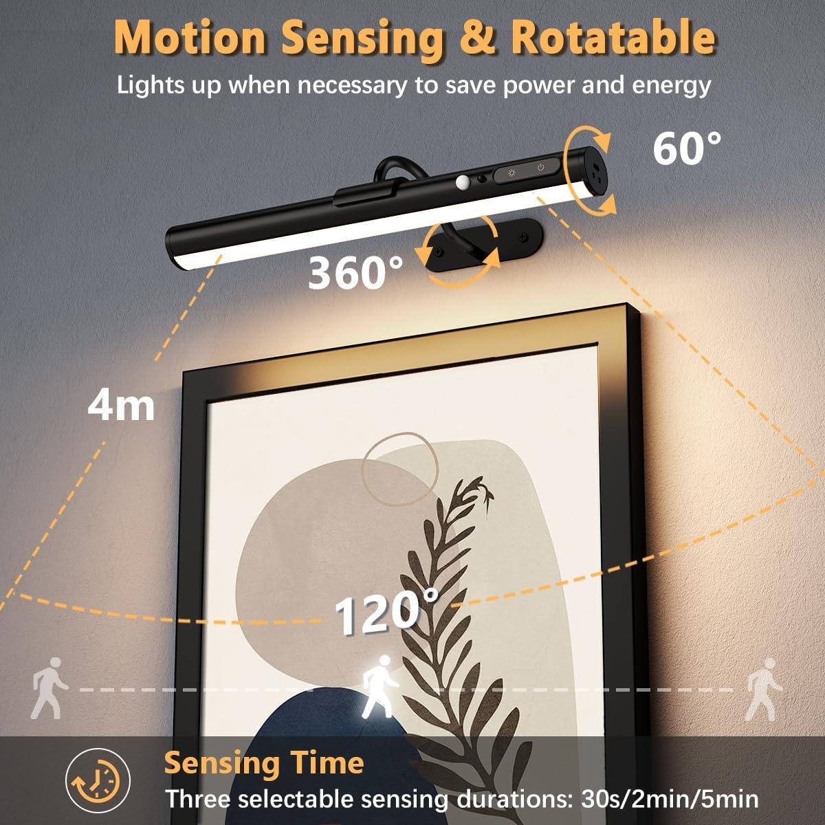 Aplique de Pared Inalámbrico Hapfish con Sensor de Movimiento - Negro