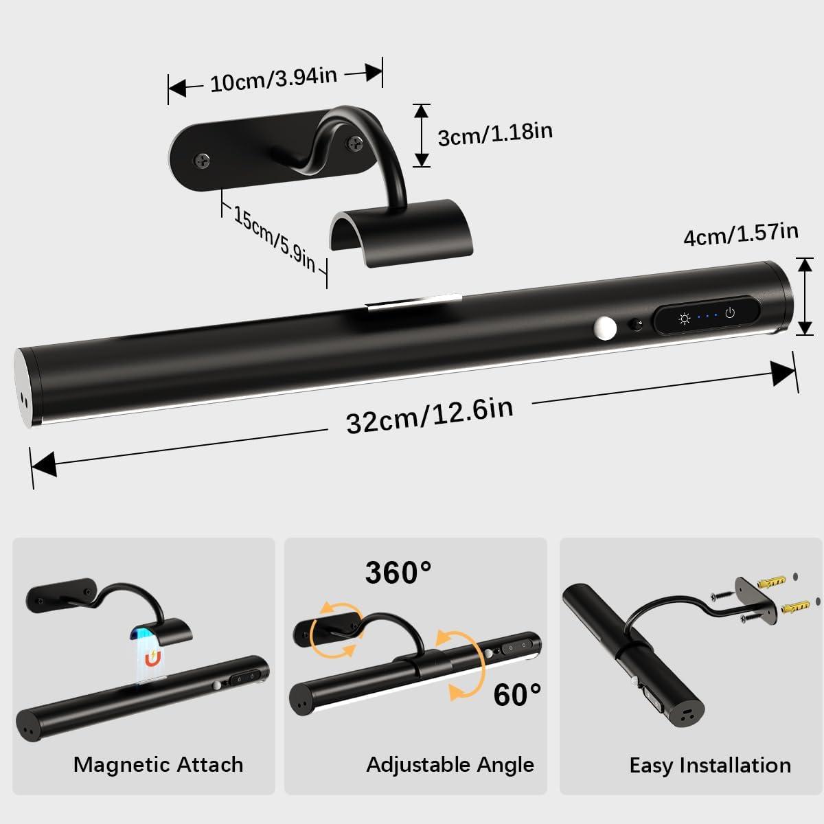 Aplique de Pared Inalámbrico Hapfish con Sensor de Movimiento - Negro