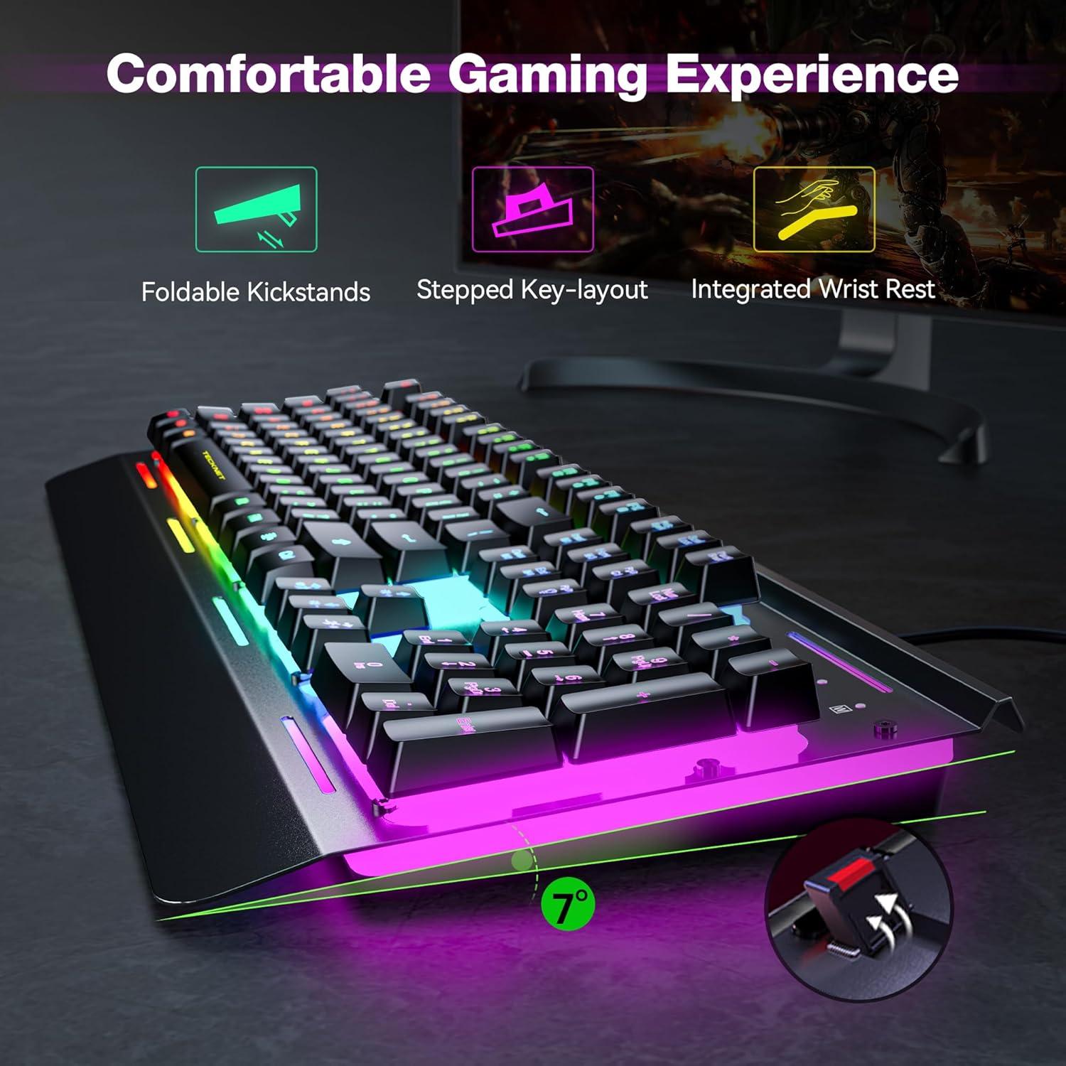 TECKNET Teclado Gaming USB RGB Resistente al Agua 1,11kg