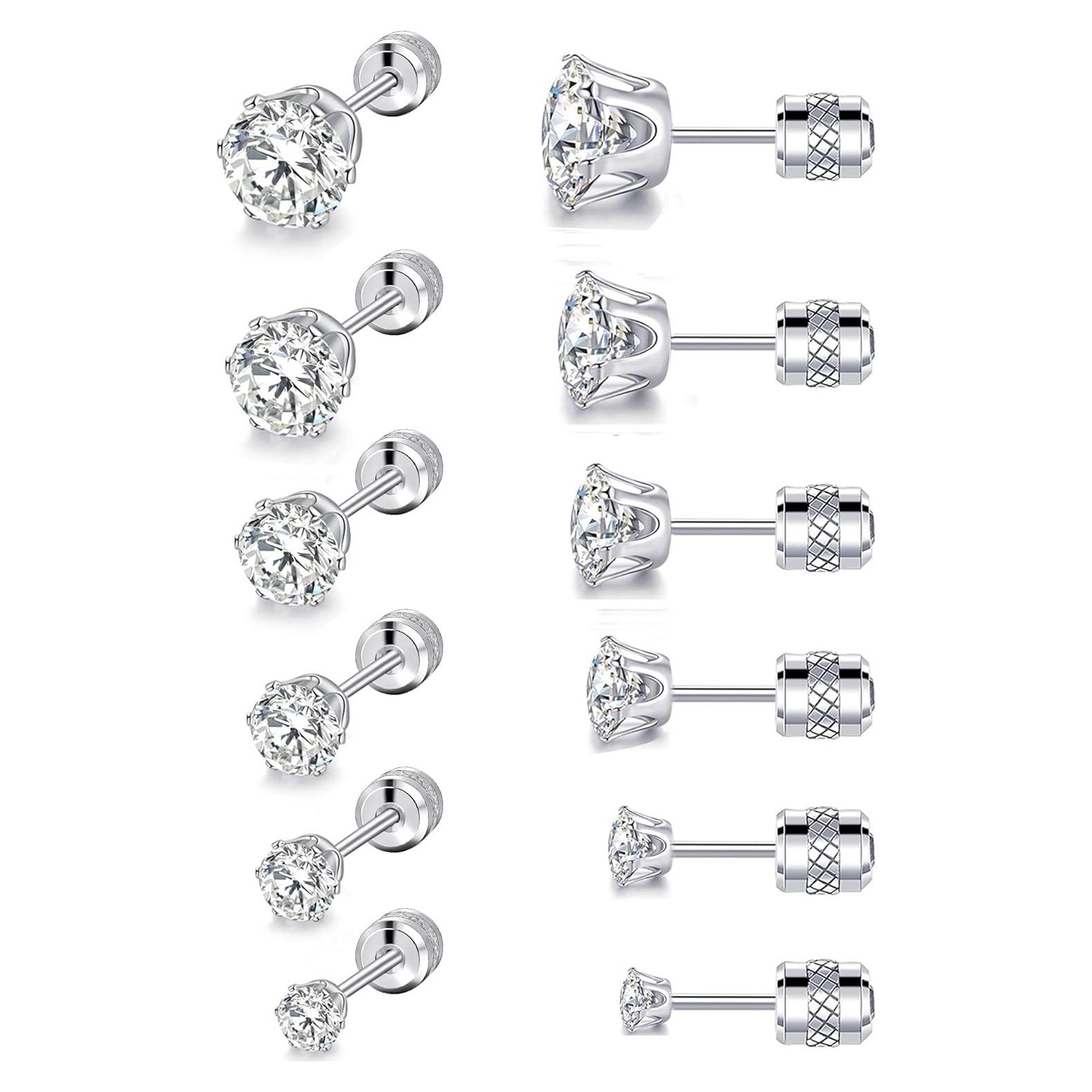 Aretes Hipoalergénicos VOLUKA Acero Inoxidable con Zirconia 8mm