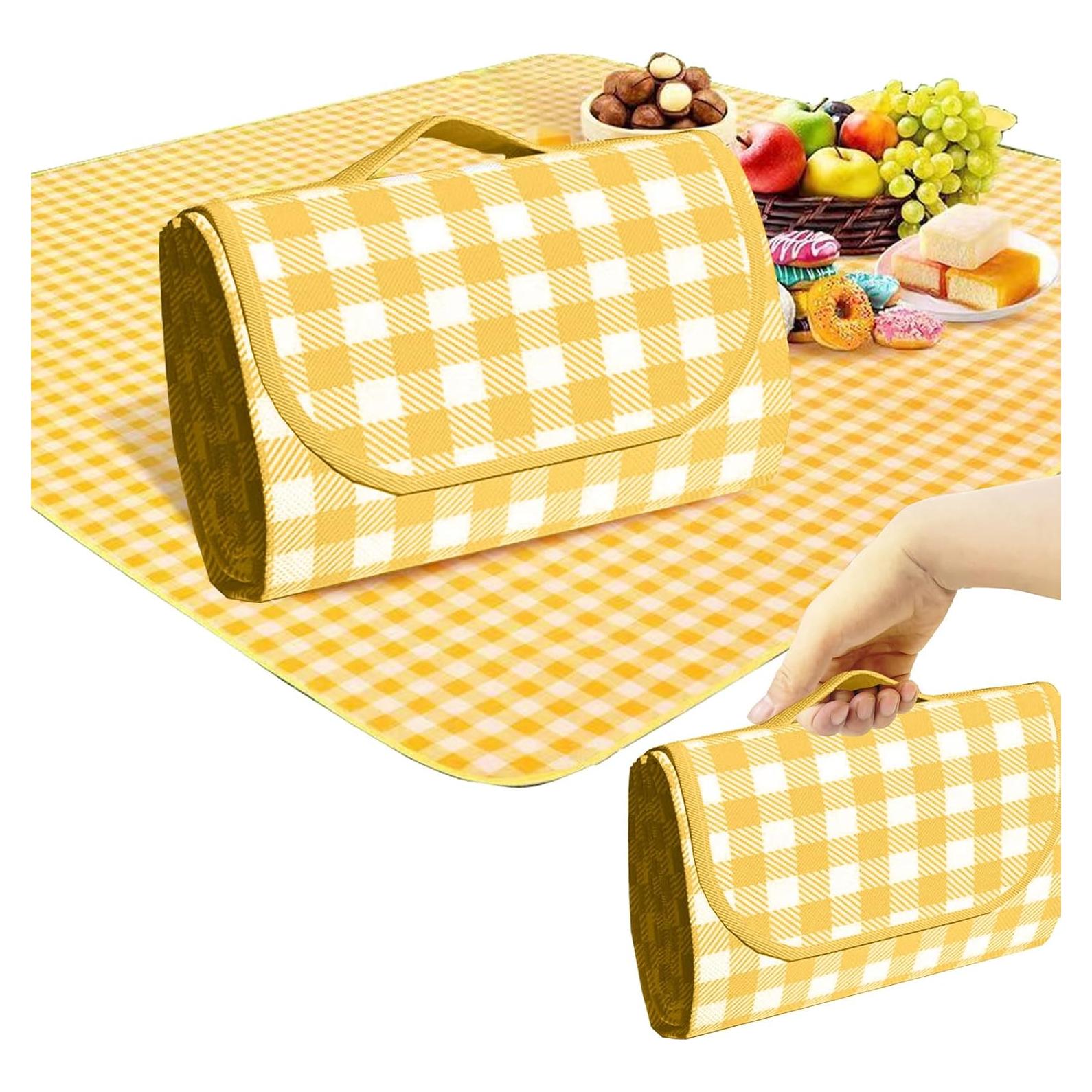 Manta de Picnic Impermeable Genérico 1.52m x 2.03m Rayas Amarillas