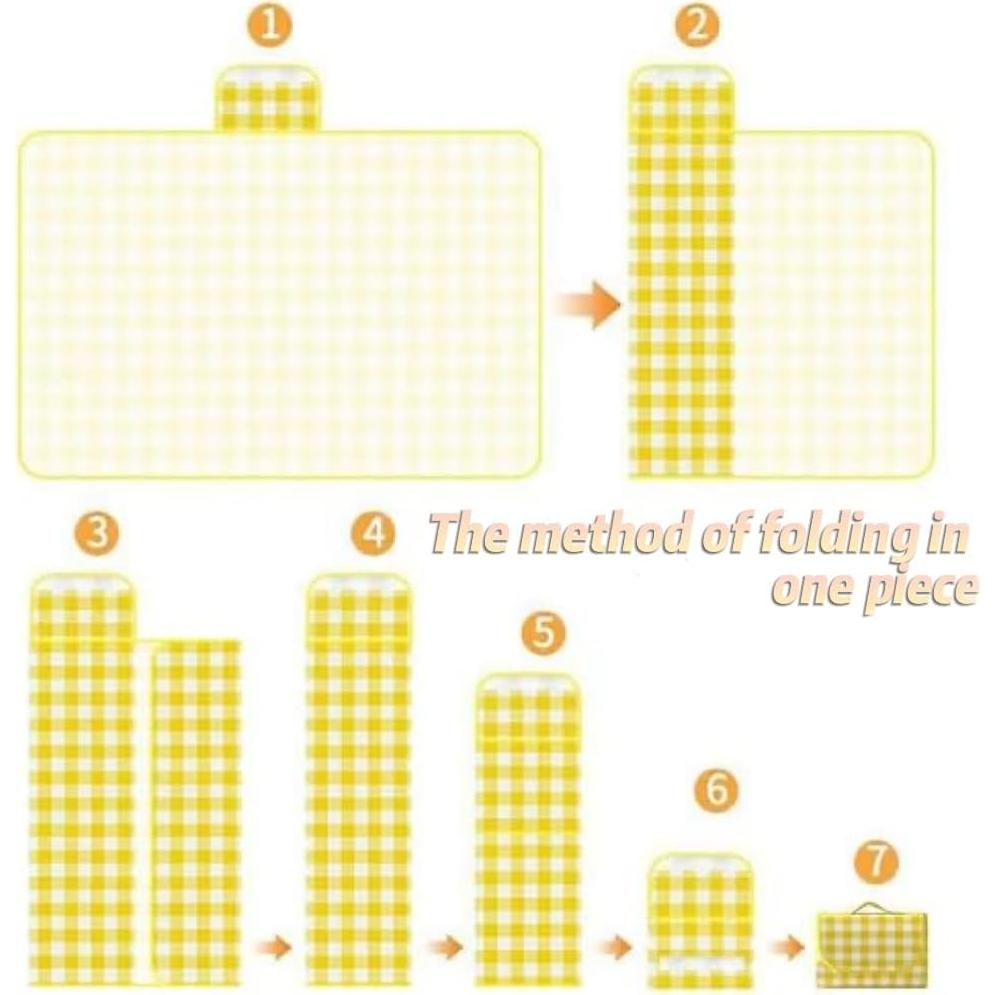 Manta de Picnic Impermeable Genérico 1.52m x 2.03m Rayas Amarillas