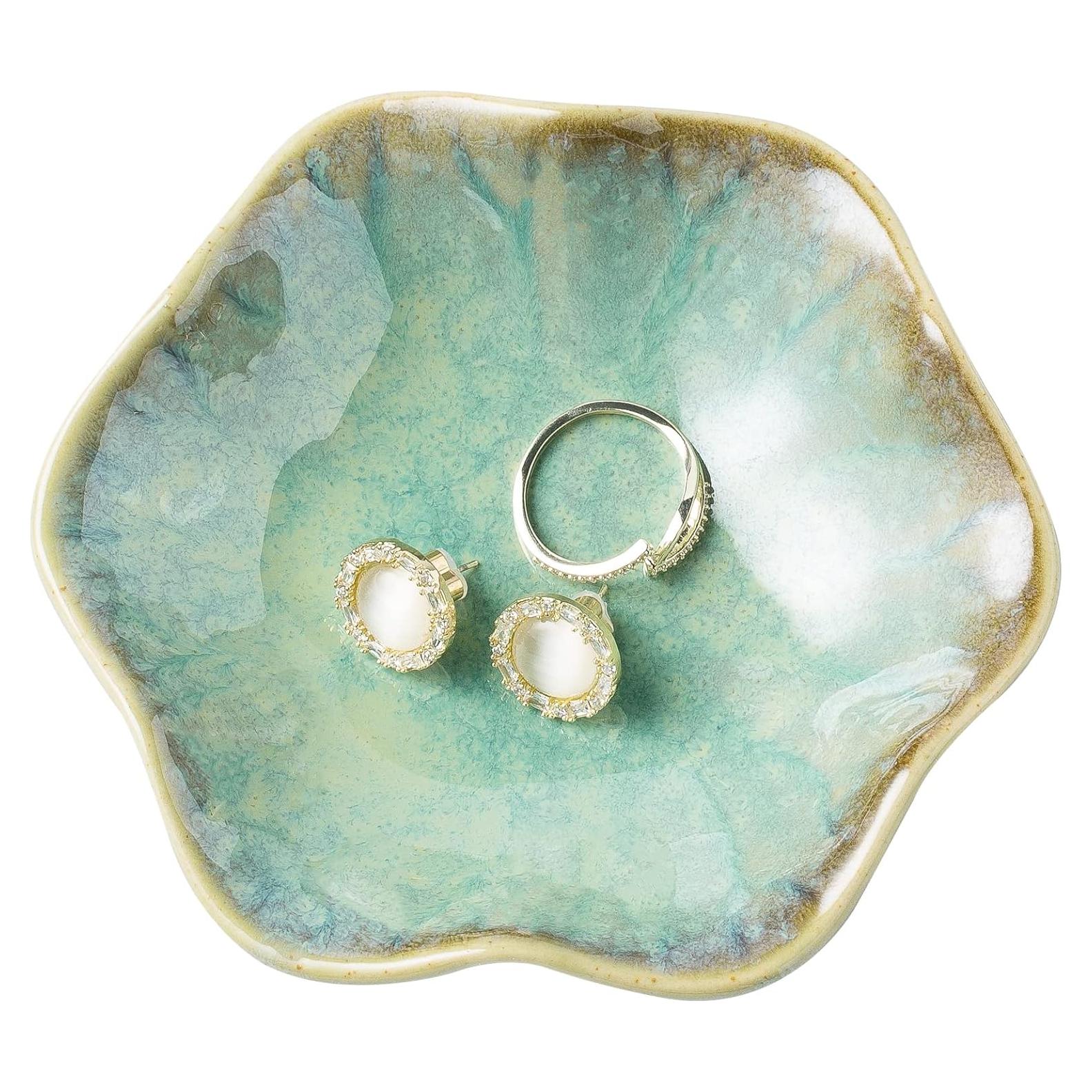 Plato Decorativo BEUNAIZER Cerámica Verde Esmeralda 10.9cm