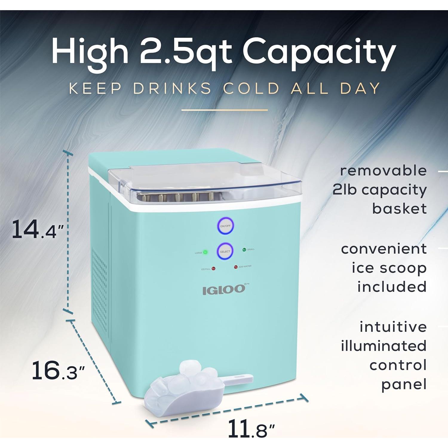 Máquina de Hielo Igloo Aqua - 14,97 kg/día - Portátil