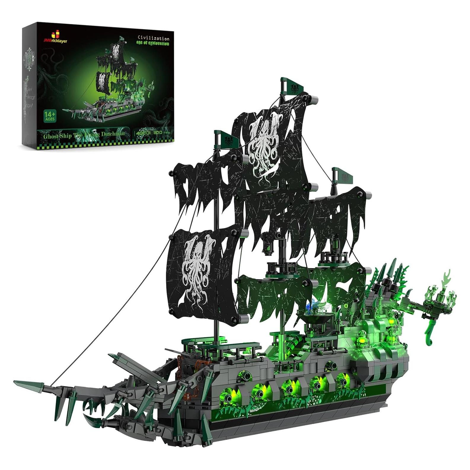 JMBricklayer Barco Pirata Fantasma 40001 con Luces LED