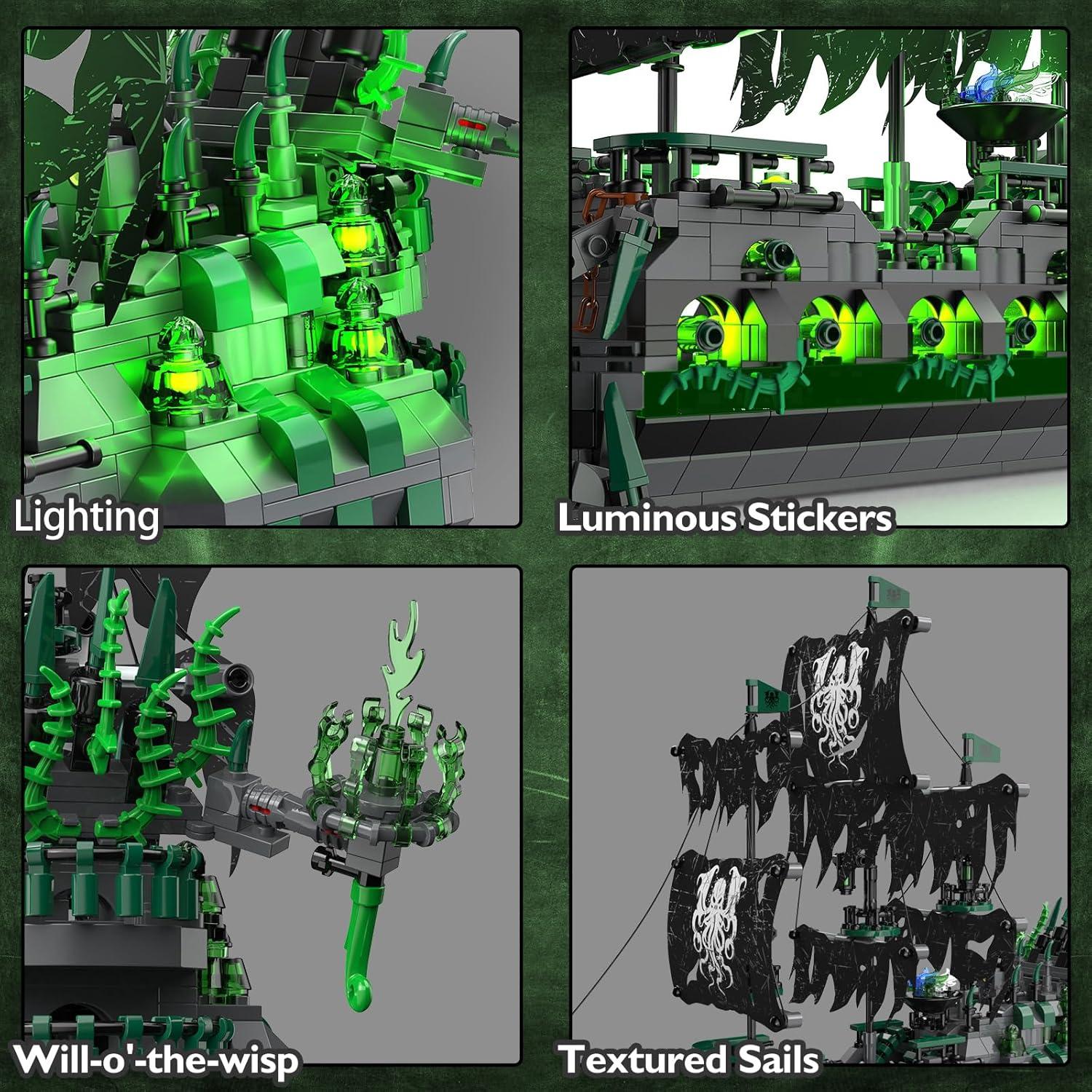 JMBricklayer Barco Pirata Fantasma 40001 con Luces LED