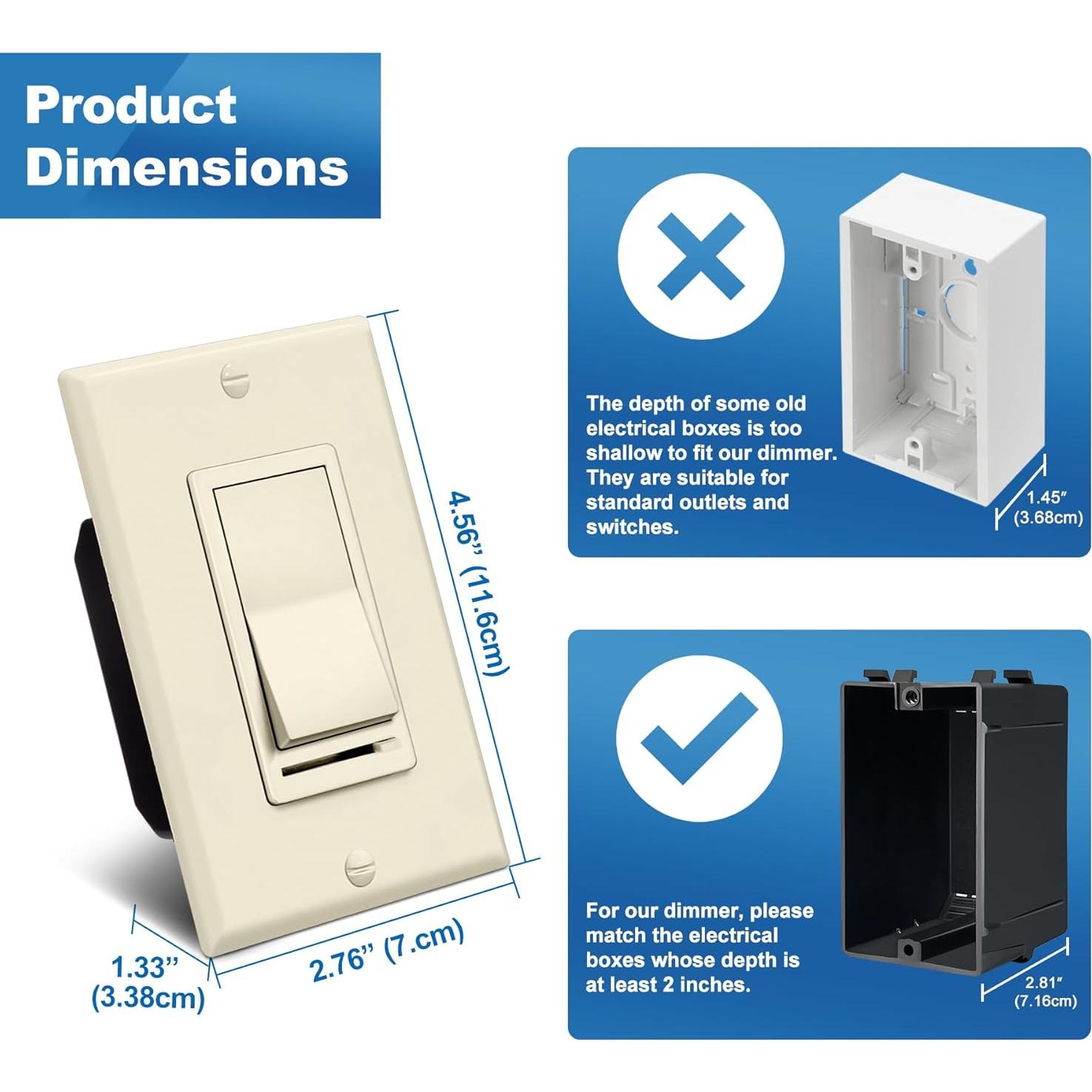 Interruptor Regulador de Luz BESTTEN 2 Pack Almendra 150W