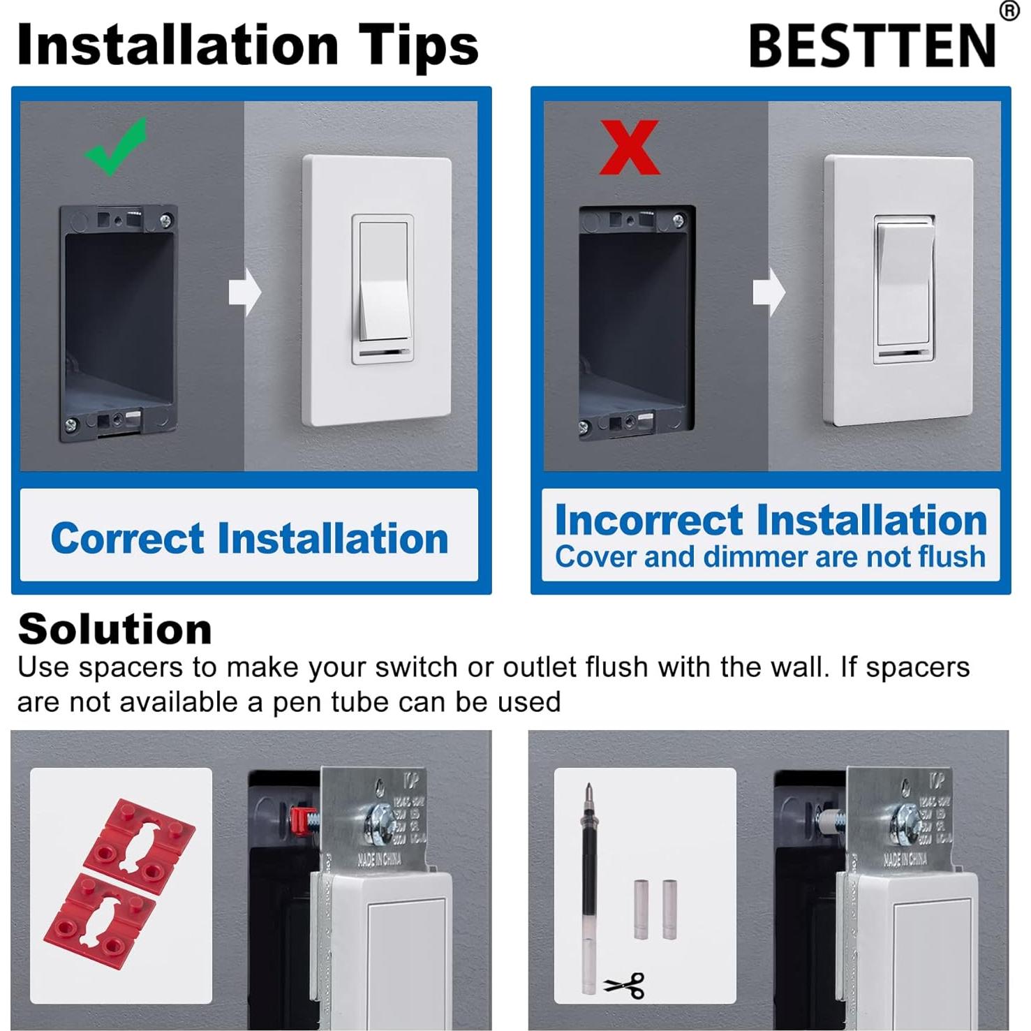 Interruptor Regulador de Luz BESTTEN 2 Pack Almendra 150W