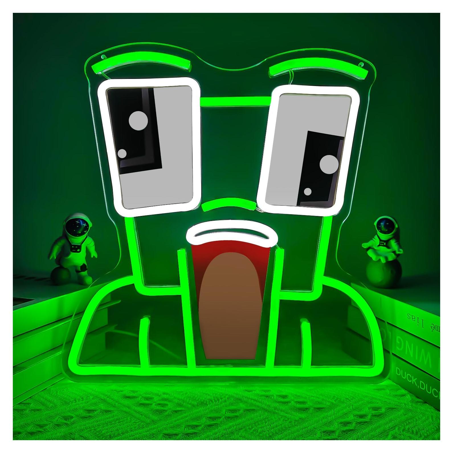 Cartel Neón Rana Verde LED YvuYamg para Decoración de Pared