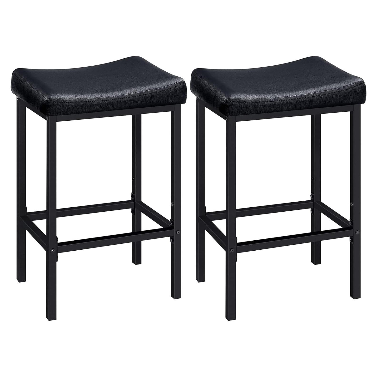 Juego de 2 Taburetes de Bar HOOBRO Negro 63 cm Altura