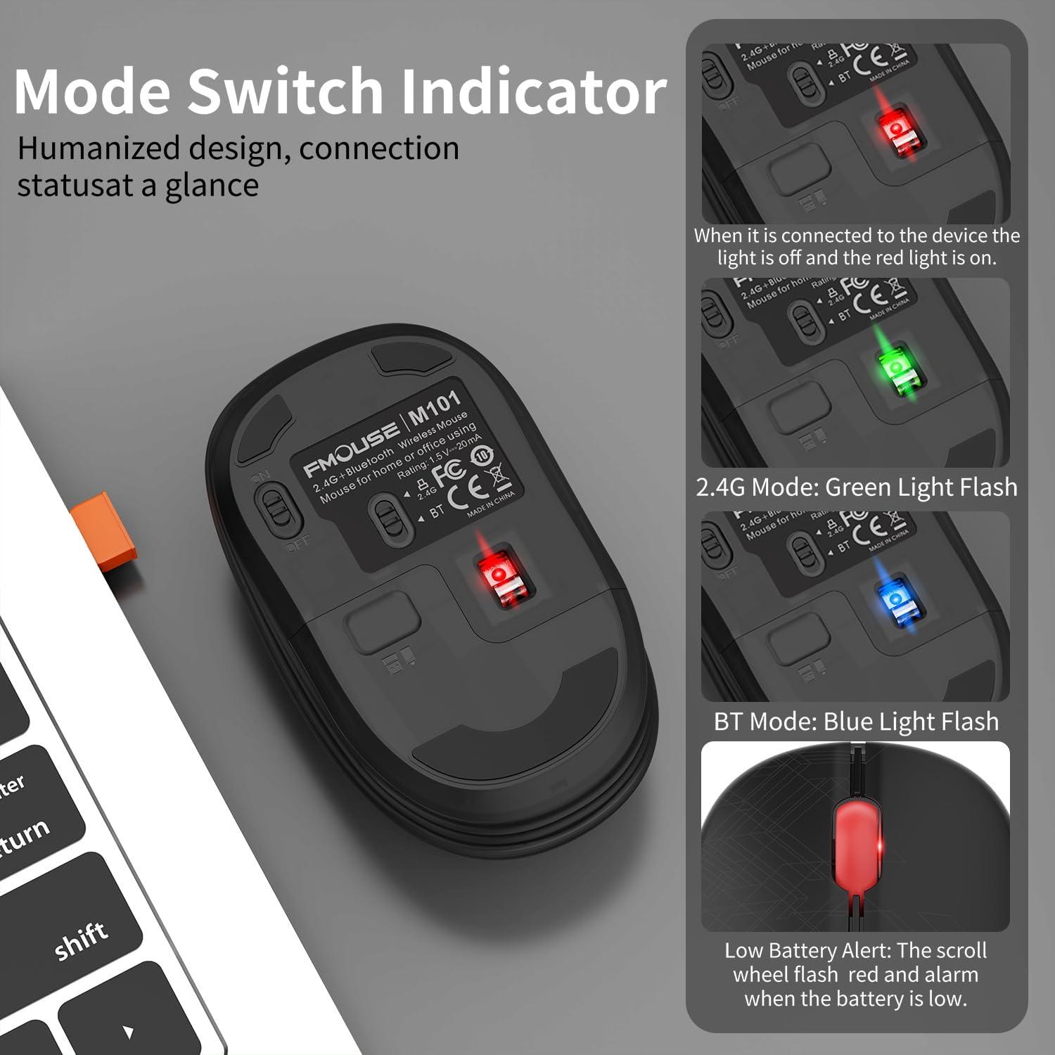 Ratón Inalámbrico FMOUSE M101 Doble Modo Bluetooth y USB