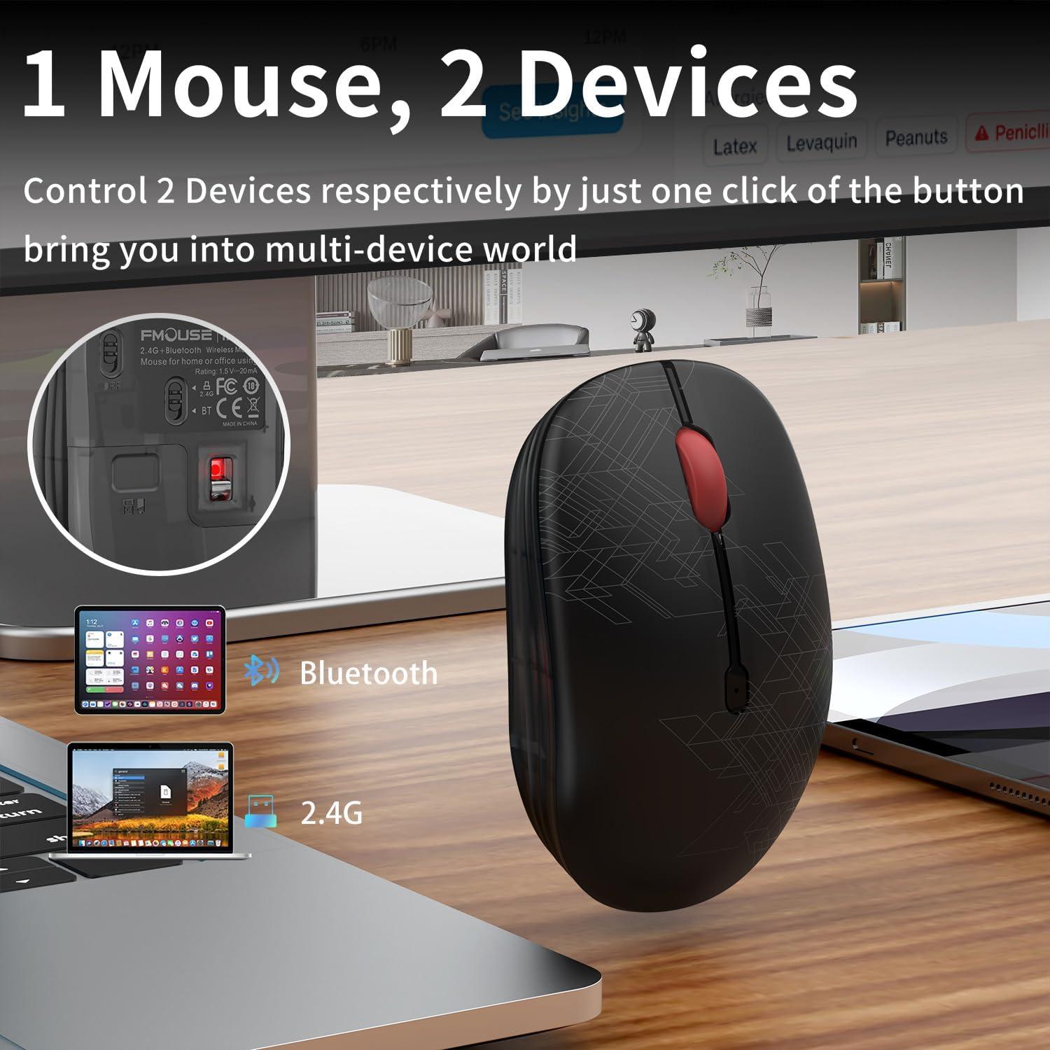 Ratón Inalámbrico FMOUSE M101 Doble Modo Bluetooth y USB
