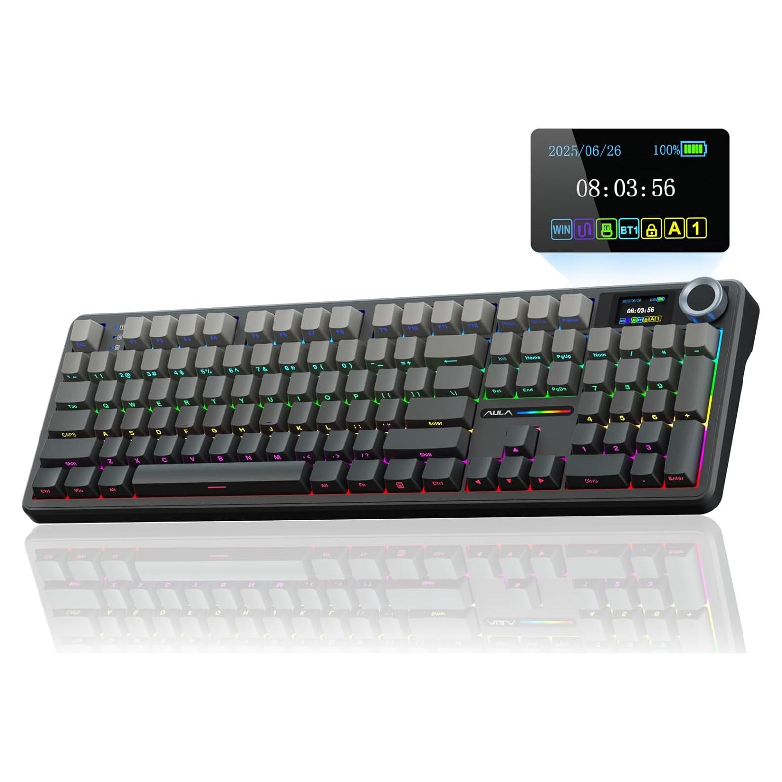 Teclado Mecánico Inalámbrico AULA F108 Pro RGB 104 Teclas